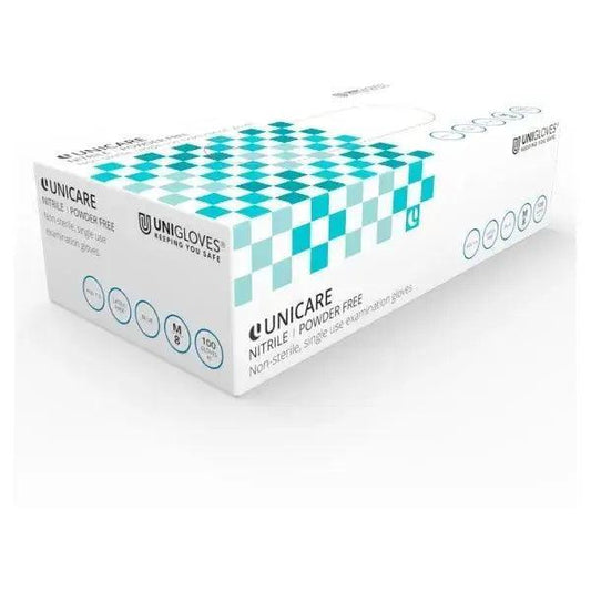 Unicare 100 Blue Nitrile Powder Free Gloves Large