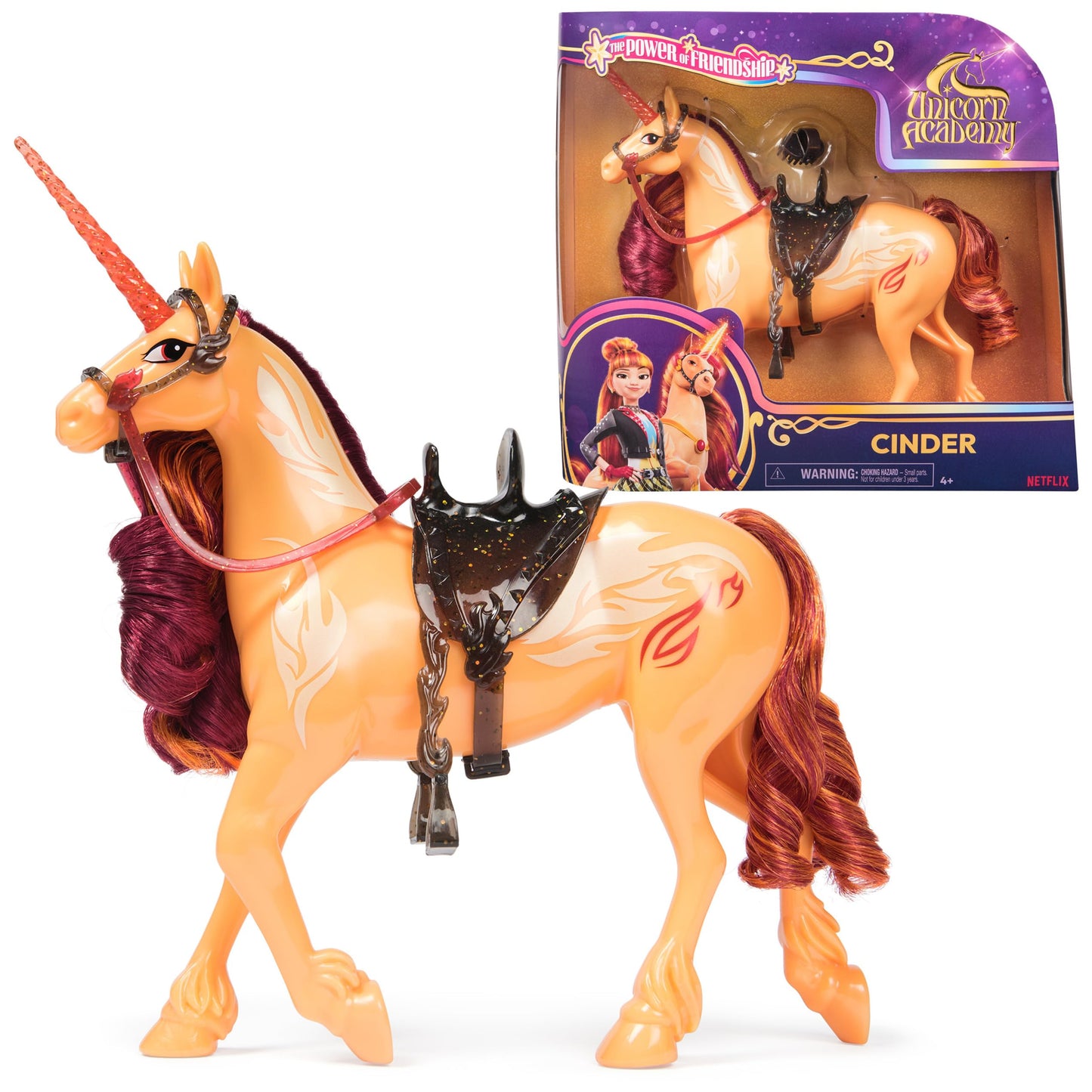 Unicorn Academy: Power of Friendship Cinder 11-Inch Unicorn with Translucent Saddle & Bridle