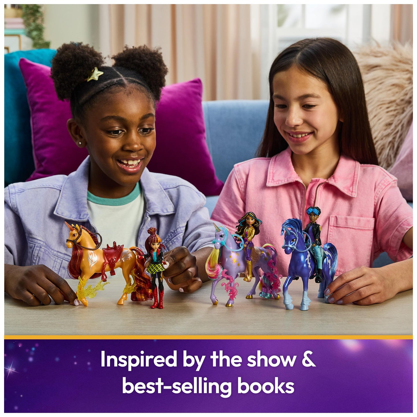 Unicorn Academy Valentina & Cinder Power of Friendship Set – Poseable 4.5-Inch Doll & 5-Inch Unicorn
