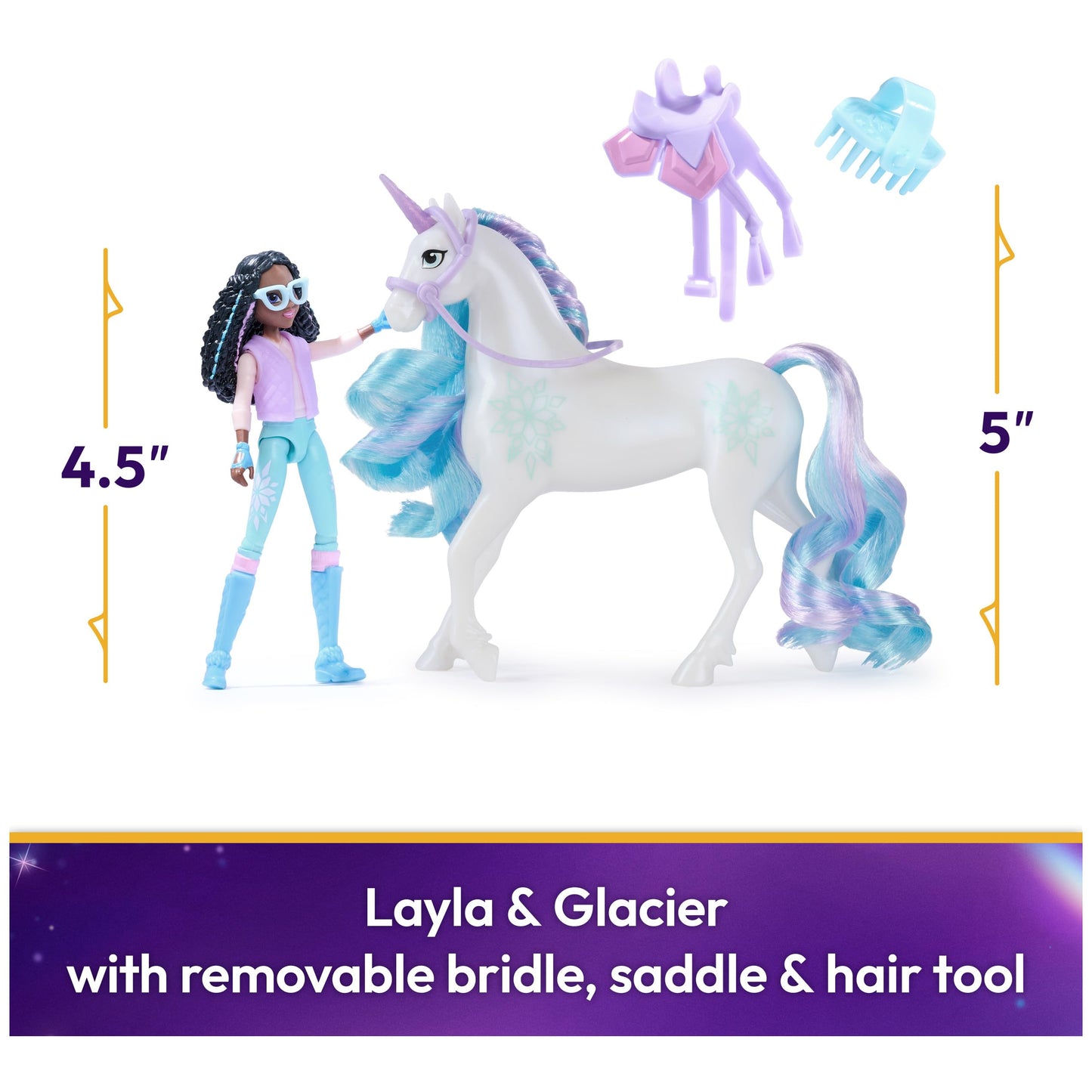 Unicorn Academy Layla & Glacier Set – Dolls & Unicorn Toys with Accessories & Hair Tool (Ages 4+)