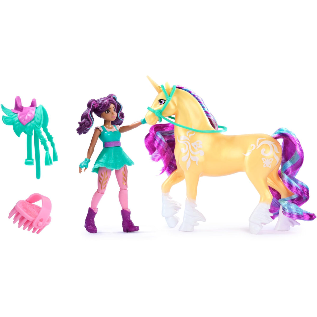 Unicorn Academy Ava & Leaf Set – 4.5” Ava Doll & 5” Leaf Unicorn with Accessories