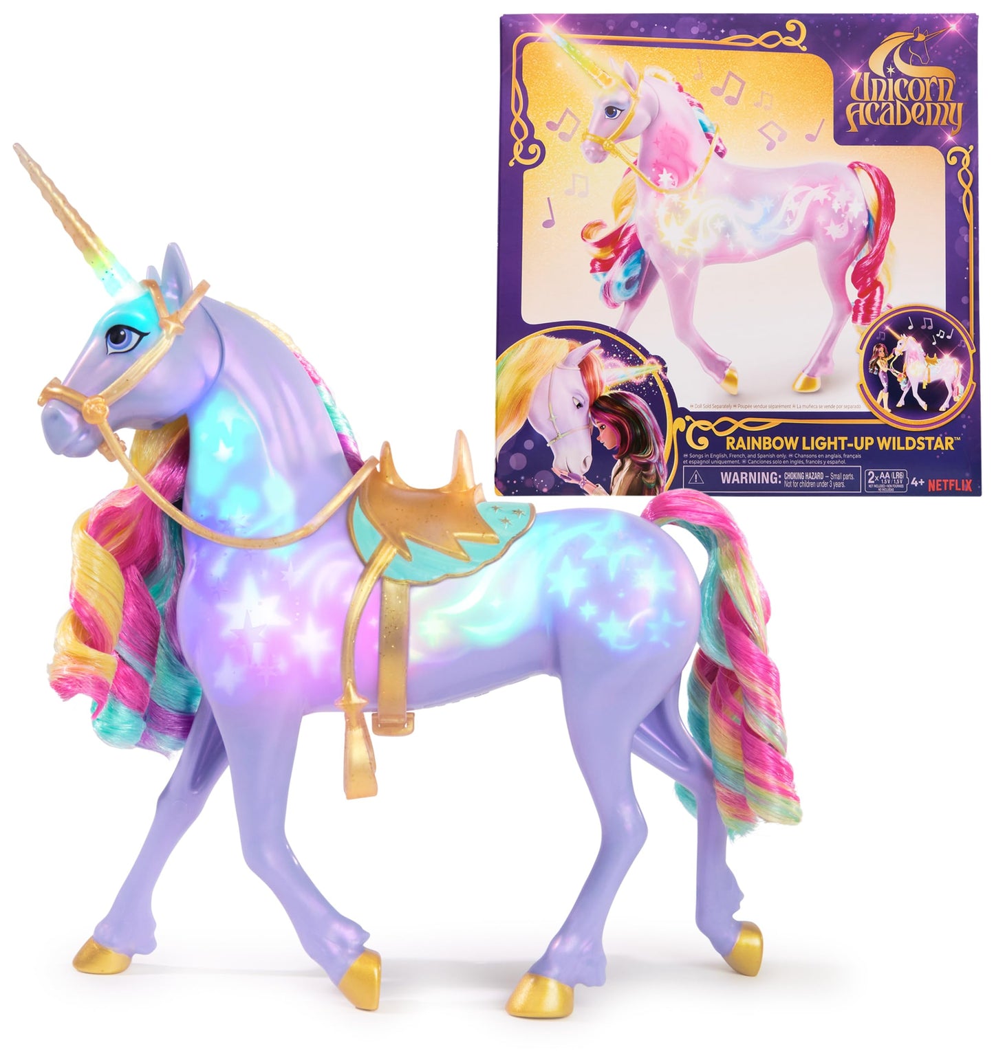 Unicorn Academy Rainbow Light-up Wildstar – Interactive Rainbow Unicorn Toy with Lights, Sounds & Music