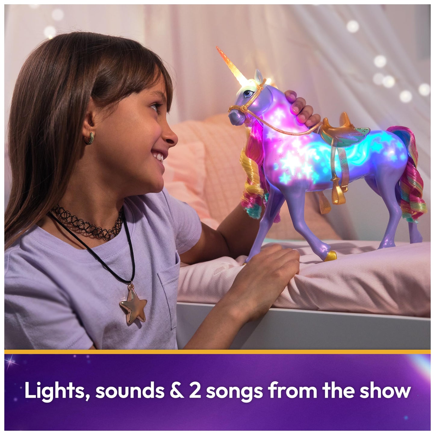 Unicorn Academy Rainbow Light-up Wildstar – Interactive Rainbow Unicorn Toy with Lights, Sounds & Music