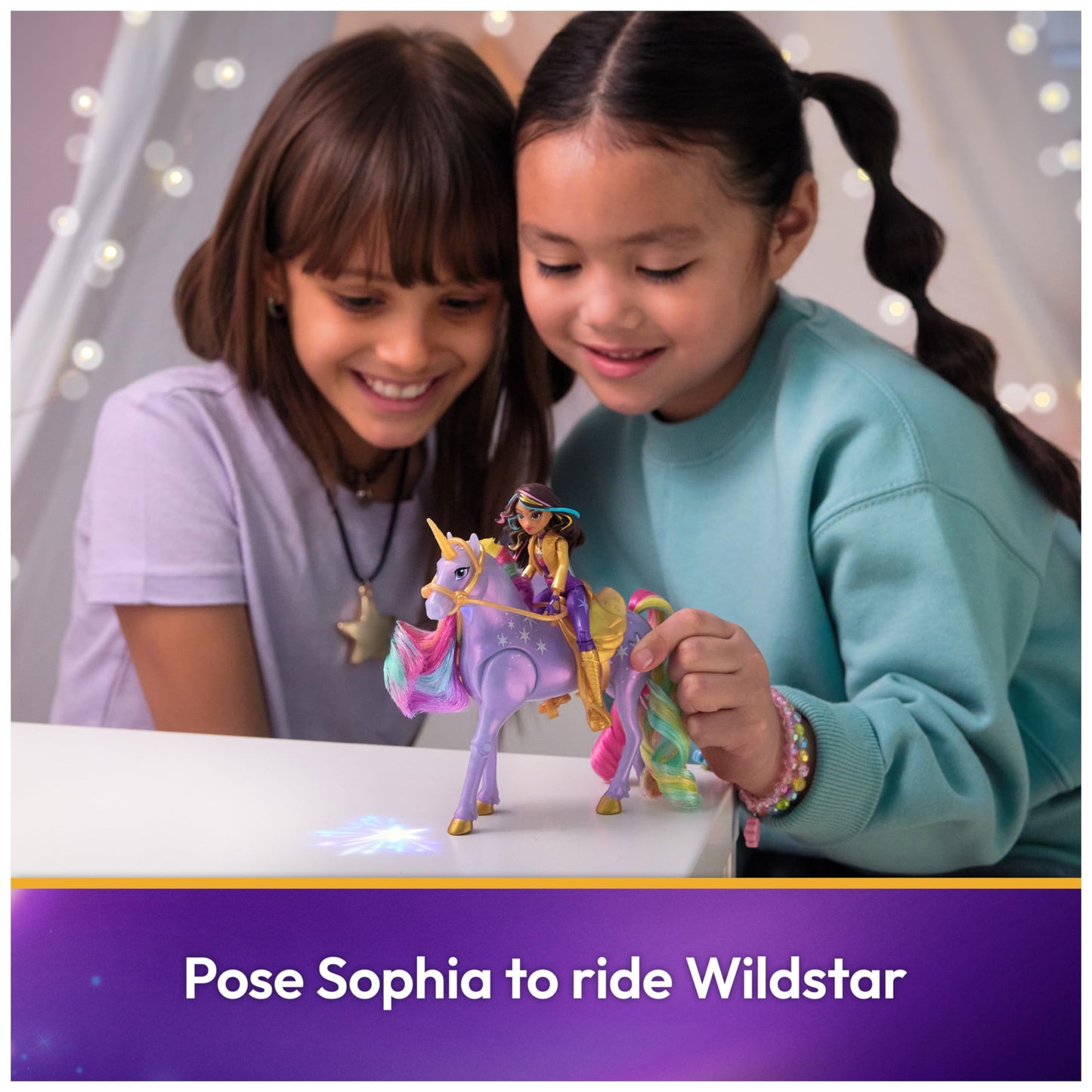 Unicorn Academy Sophia & Light Magic Wildstar – Rainbow Light-Up Unicorn Toy Set for Girls 4+