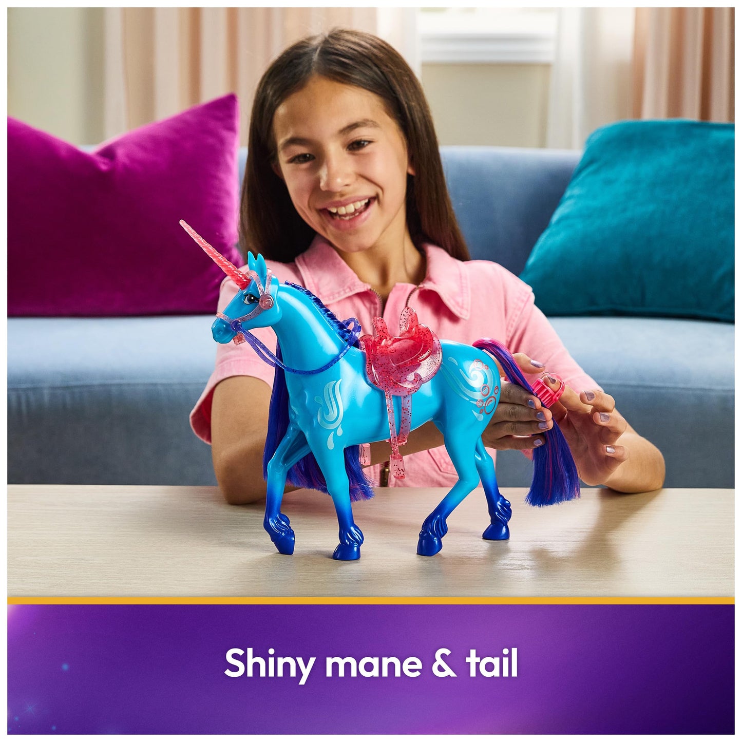 Unicorn Academy River 11-Inch Unicorn Toy – Power of Friendship with Translucent Saddle & Bridle