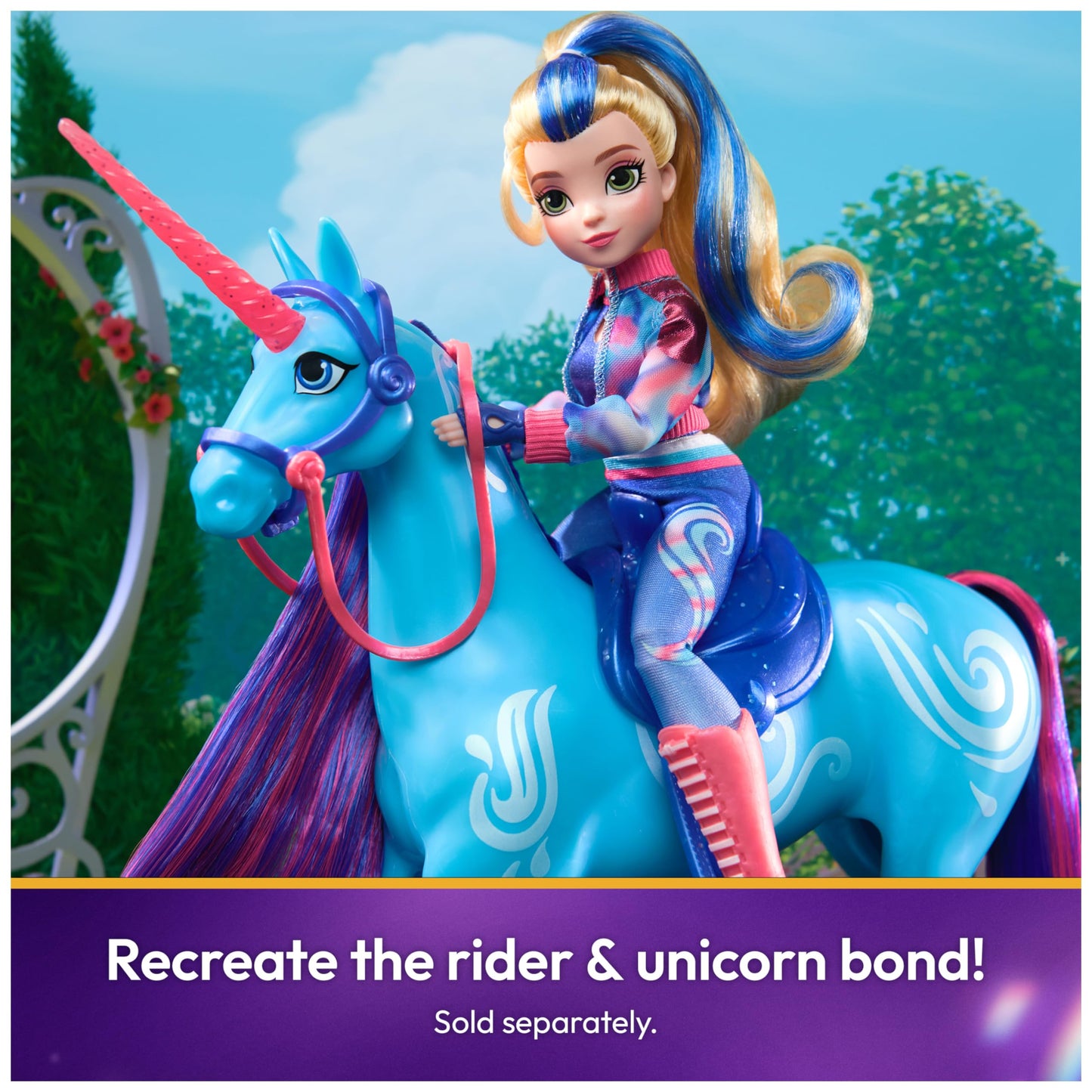 Unicorn Academy River 11-Inch Unicorn with Isabel – Removable Bridle & Saddle, Doll & Unicorn Toy for Girls 4+