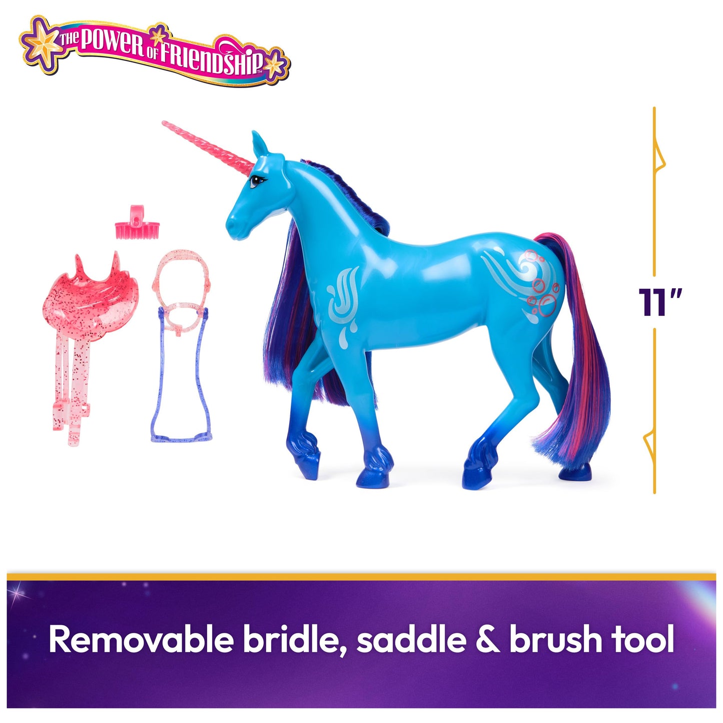 Unicorn Academy River 11-Inch Unicorn Toy – Power of Friendship with Translucent Saddle & Bridle