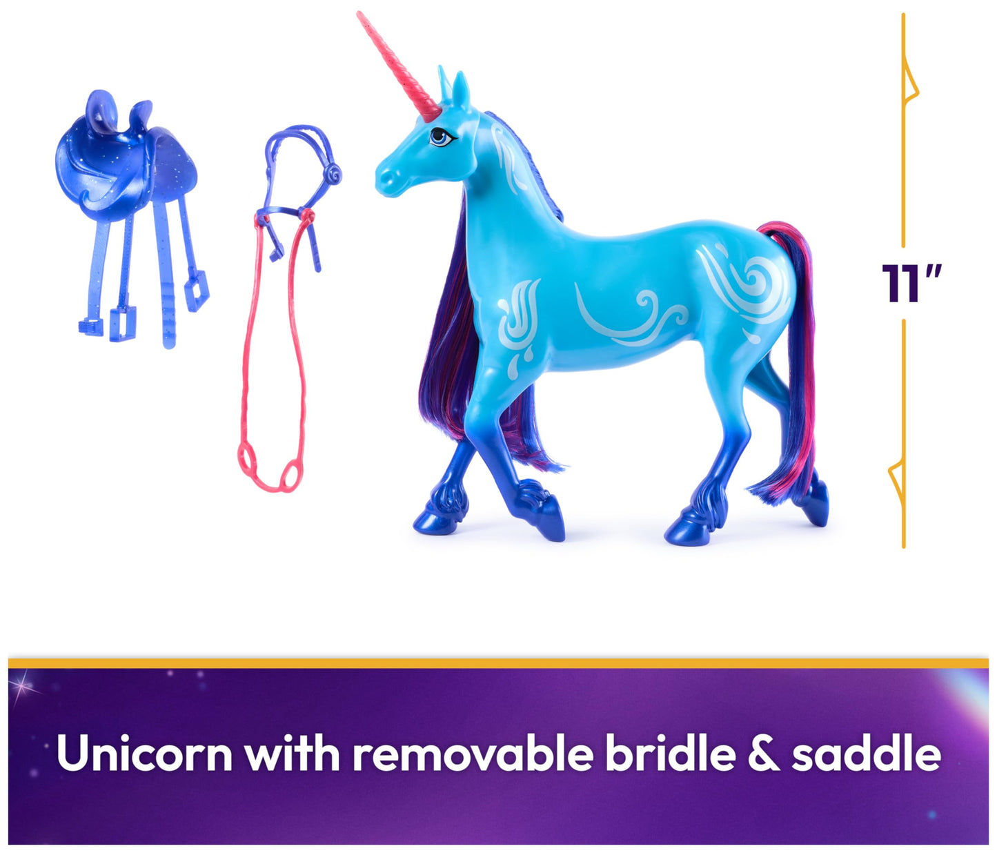 Unicorn Academy River 11-Inch Unicorn with Isabel – Removable Bridle & Saddle, Doll & Unicorn Toy for Girls 4+