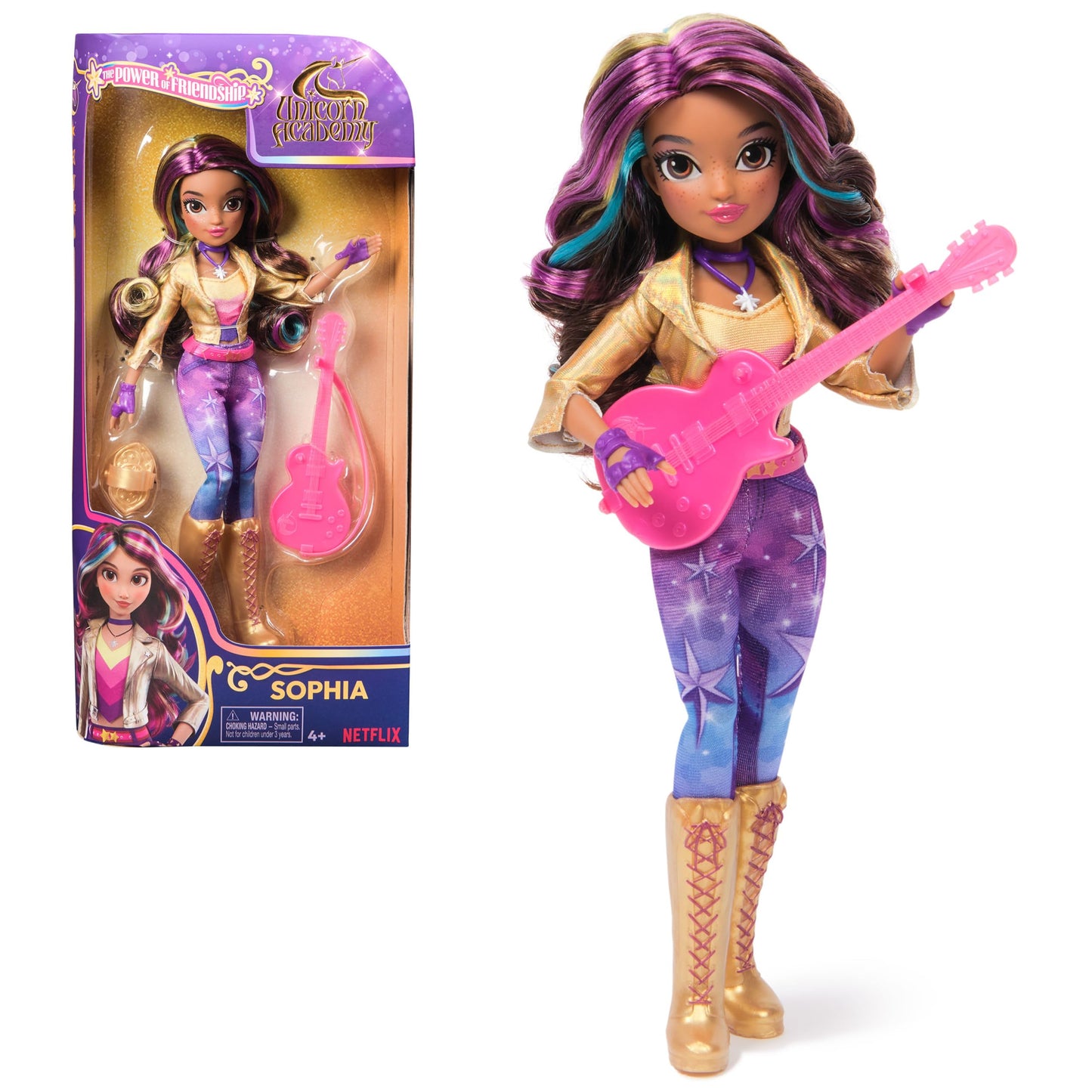 Unicorn Academy Sophia Doll – Power of Friendship, Guitar & 6 Fashion Accessories, 9.5-Inch