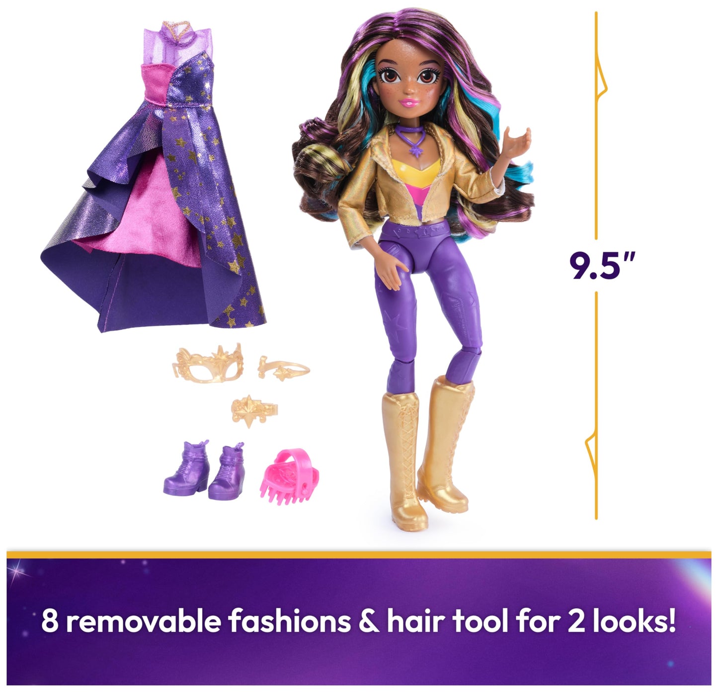 Unicorn Academy Sophia Masquerade Ball Doll – 9 Accessories, 9.5-Inch
