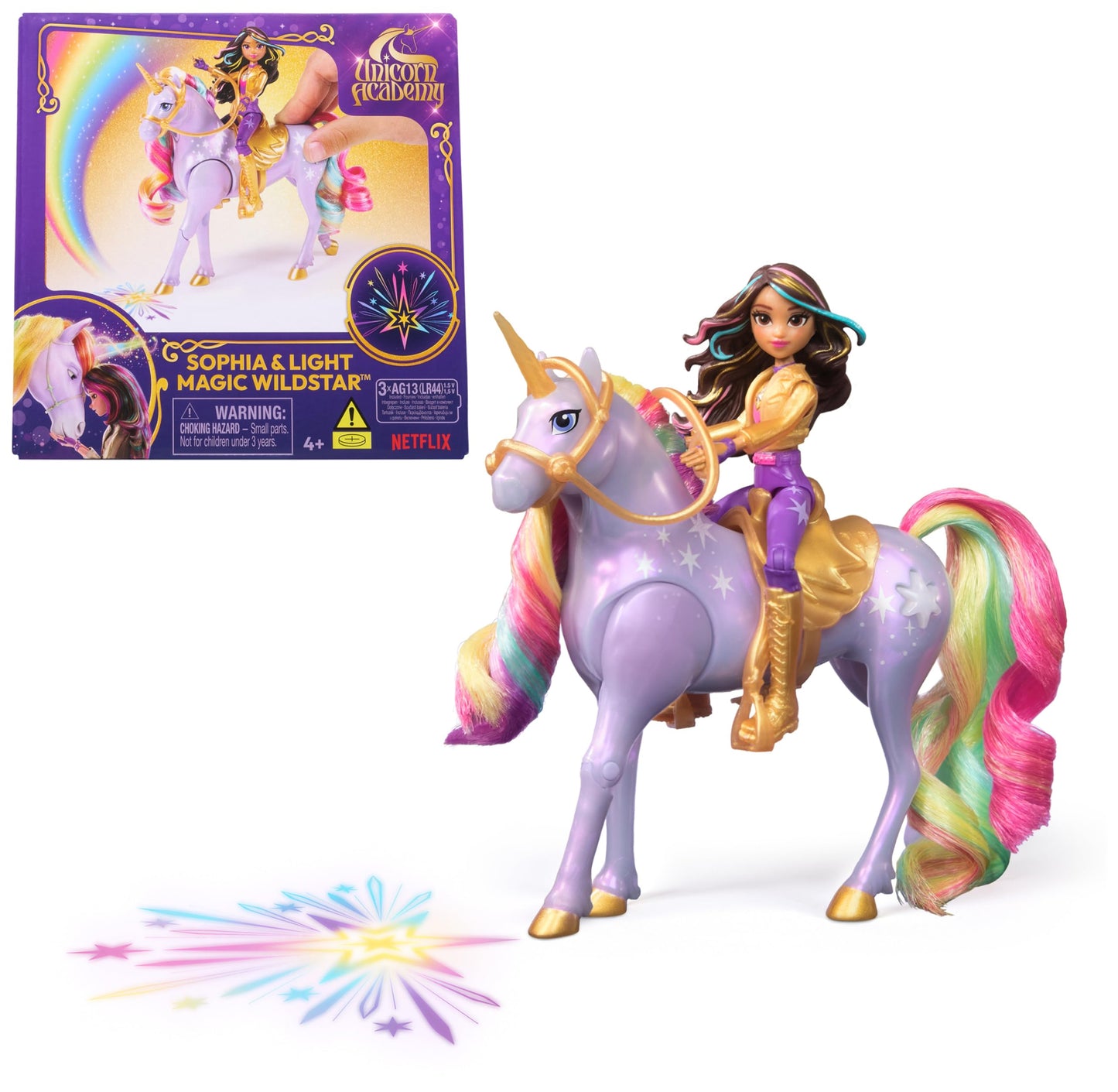 Unicorn Academy Sophia & Light Magic Wildstar – Rainbow Light-Up Unicorn Toy Set for Girls 4+