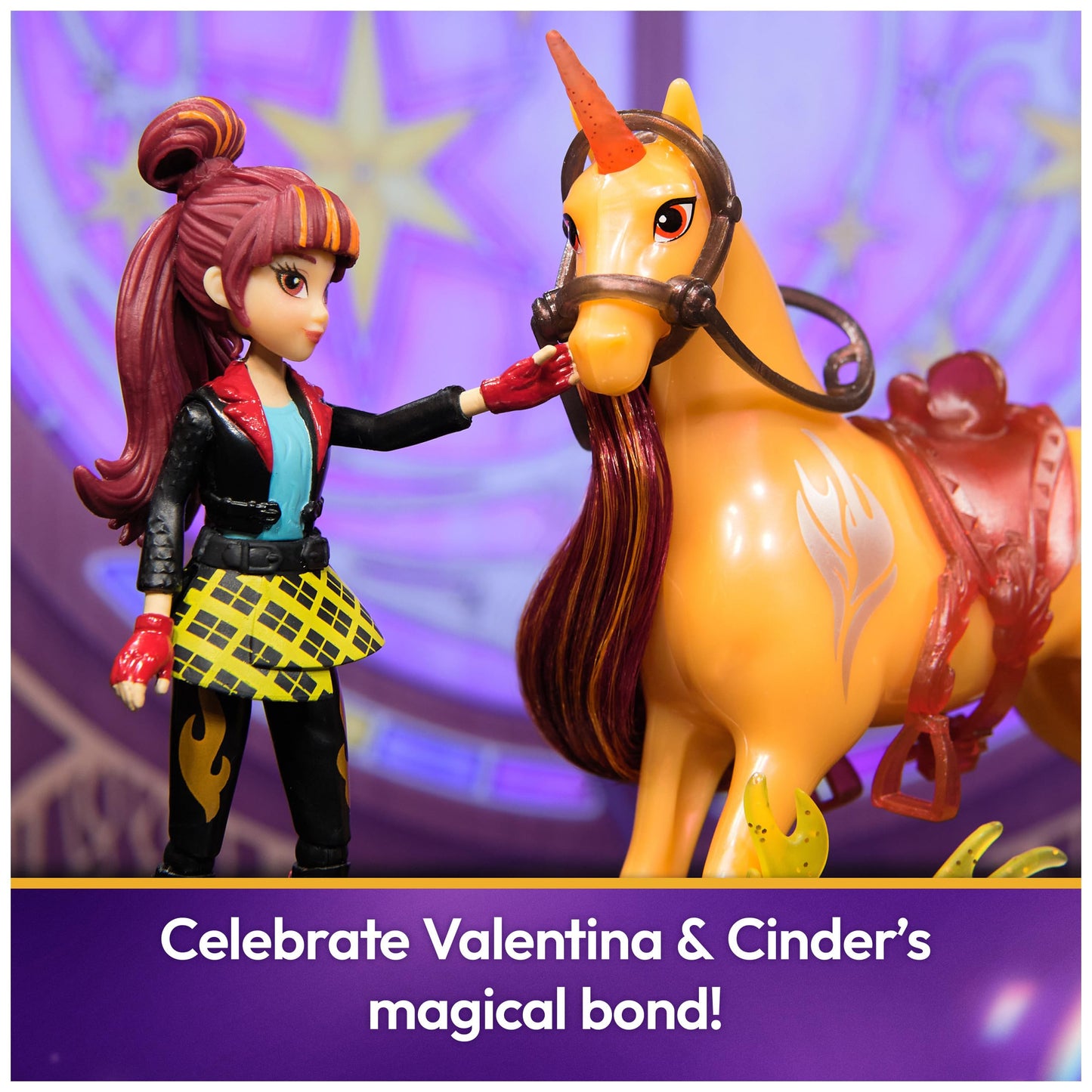 Unicorn Academy Valentina & Cinder Power of Friendship Set – Poseable 4.5-Inch Doll & 5-Inch Unicorn