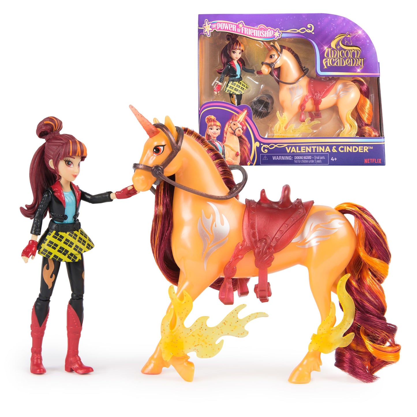 Unicorn Academy Valentina & Cinder Power of Friendship Set – Poseable 4.5-Inch Doll & 5-Inch Unicorn