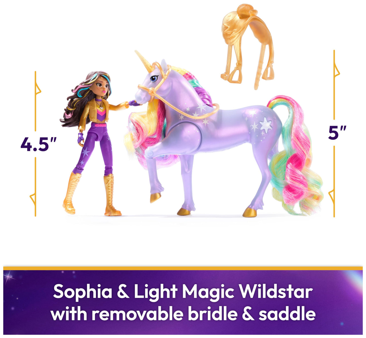 Unicorn Academy Sophia & Light Magic Wildstar – Rainbow Light-Up Unicorn Toy Set for Girls 4+