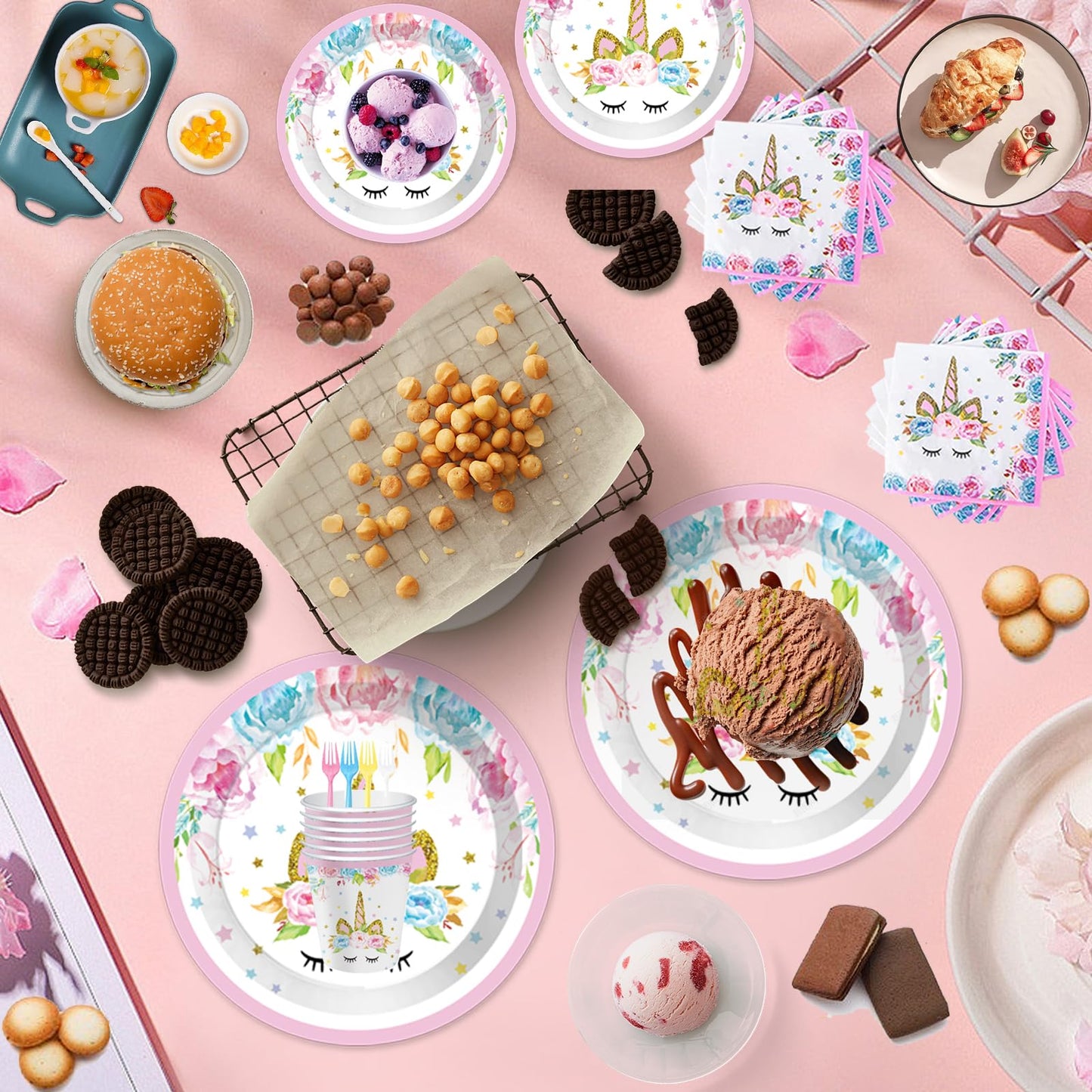 Unicorn Birthday Party Supplies Set – All-in-One Decor Kit with Plates, Cups, Napkins & More | Best Value