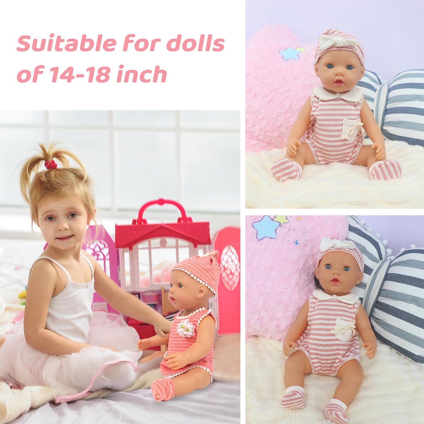 UNICORN ELEMENT 6 Sets 14-18 Inch Doll Clothes – 15-Piece Outfit Set for 18-Inch Dolls