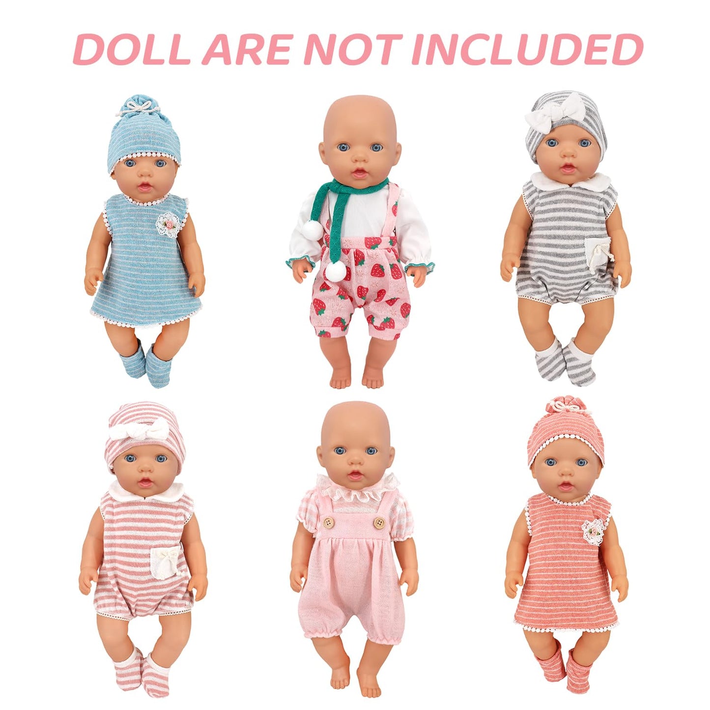 UNICORN ELEMENT 6 Sets 14-18 Inch Doll Clothes – 15-Piece Outfit Set for 18-Inch Dolls