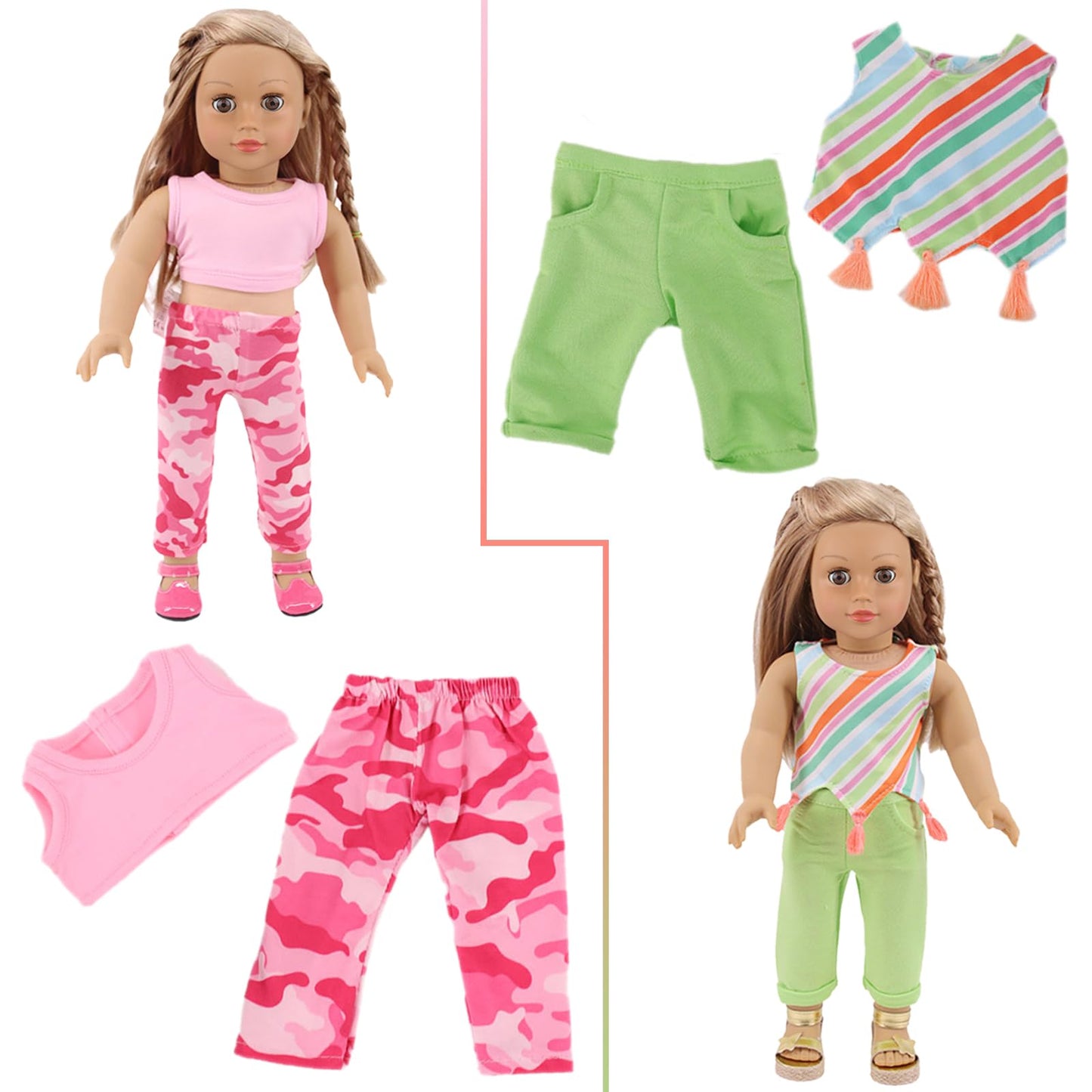 UNICORN ELEMENT 10 Sets 18-Inch Doll Clothes – 17-Piece Fashion Bundle for 18 Inch Dolls