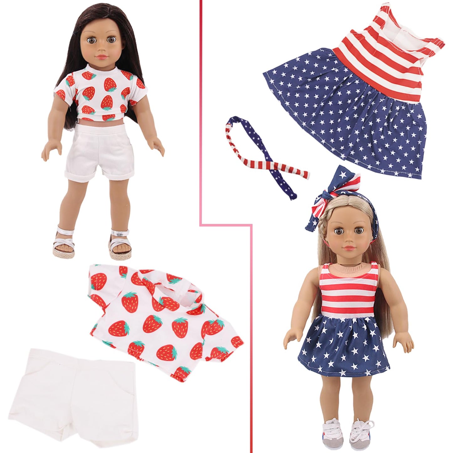 UNICORN ELEMENT 10 Sets 18-Inch Doll Clothes – 17-Piece Fashion Bundle for 18 Inch Dolls