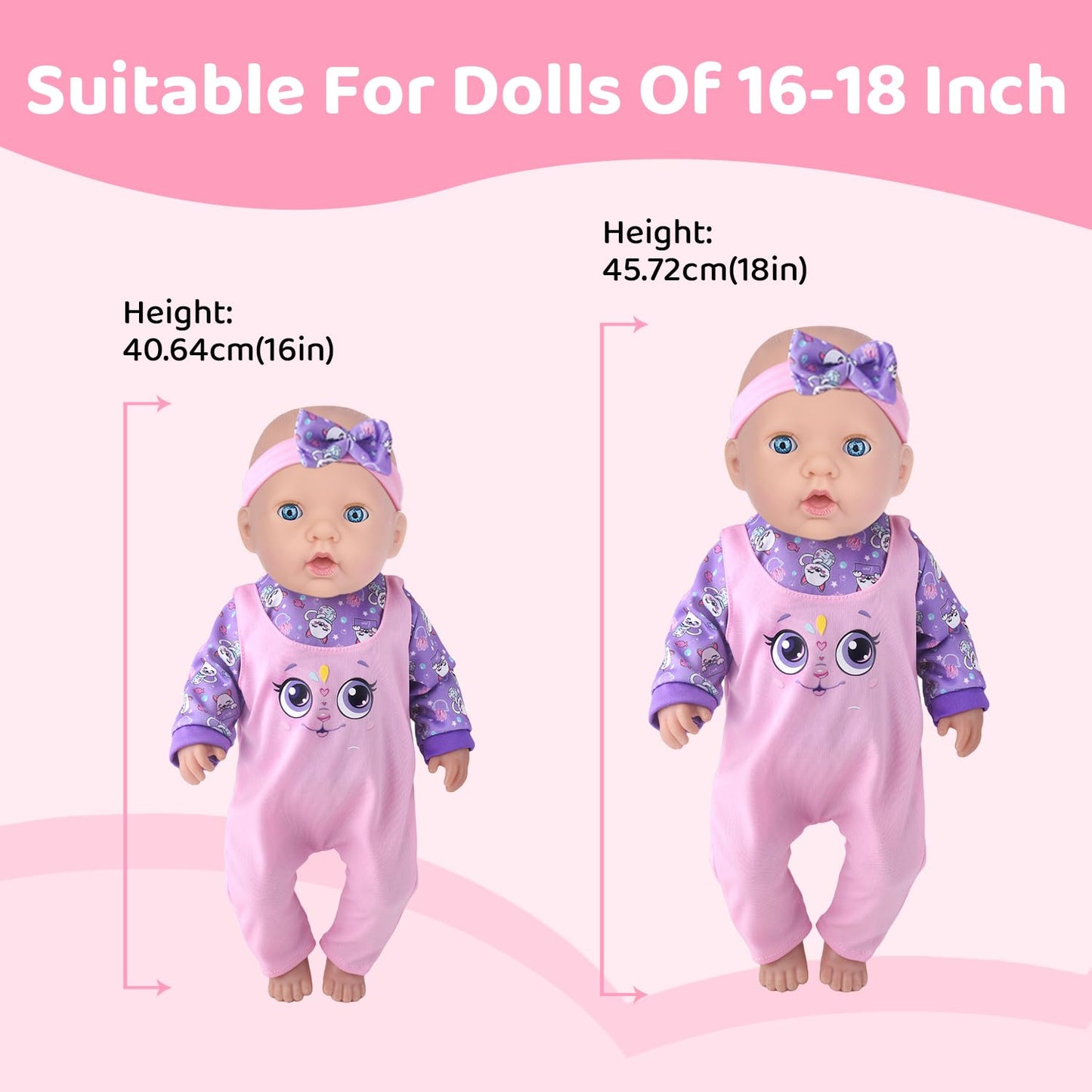 UNICORN ELEMENT 10 Sets Baby Doll Clothes for 14-18 Inch Dolls | 17 Inch & 43cm Size Outfits
