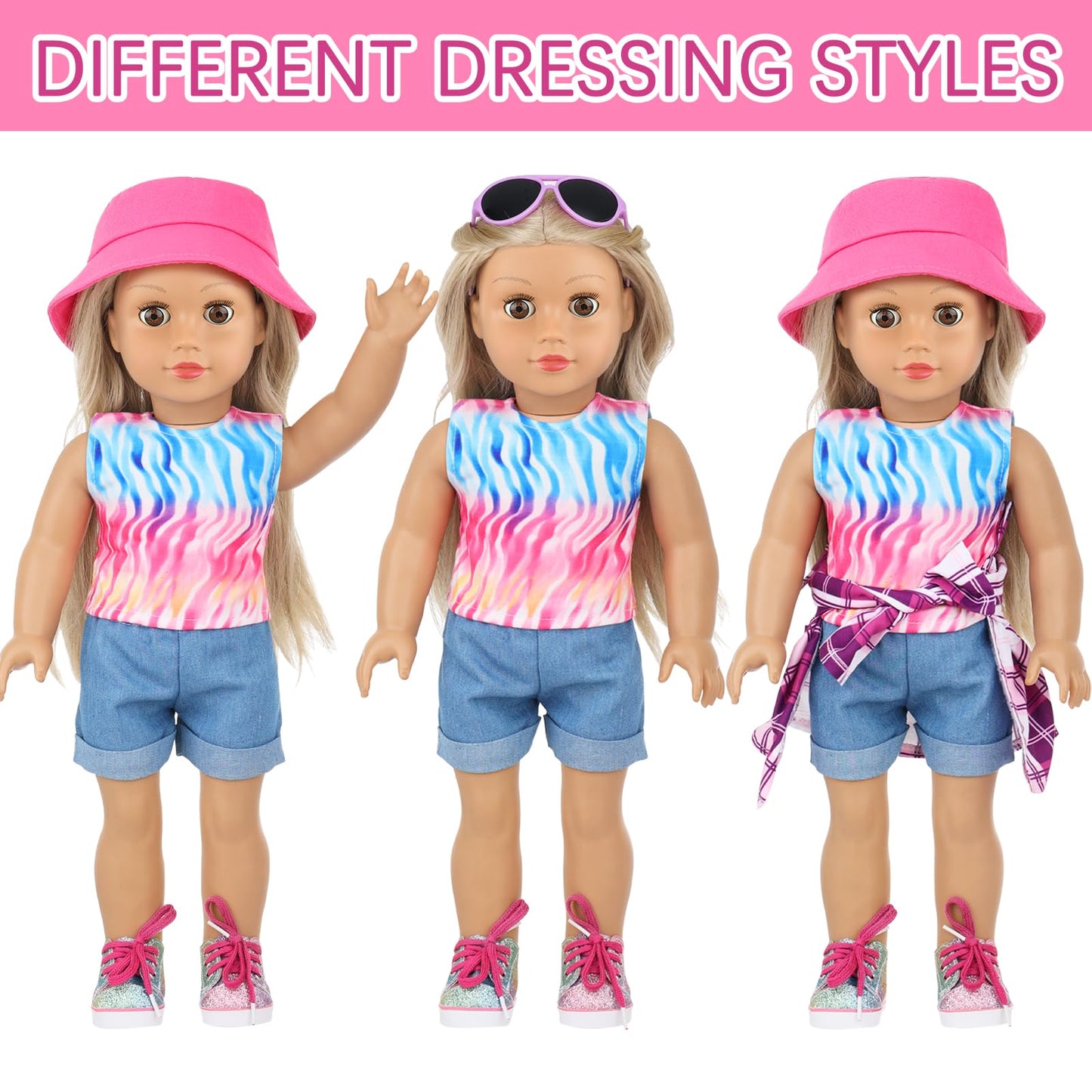 UNICORN ELEMENT: American 18-Inch Doll Skateboard Accessories & Clothes Set – Ten-Piece Outfit & Gear Collection