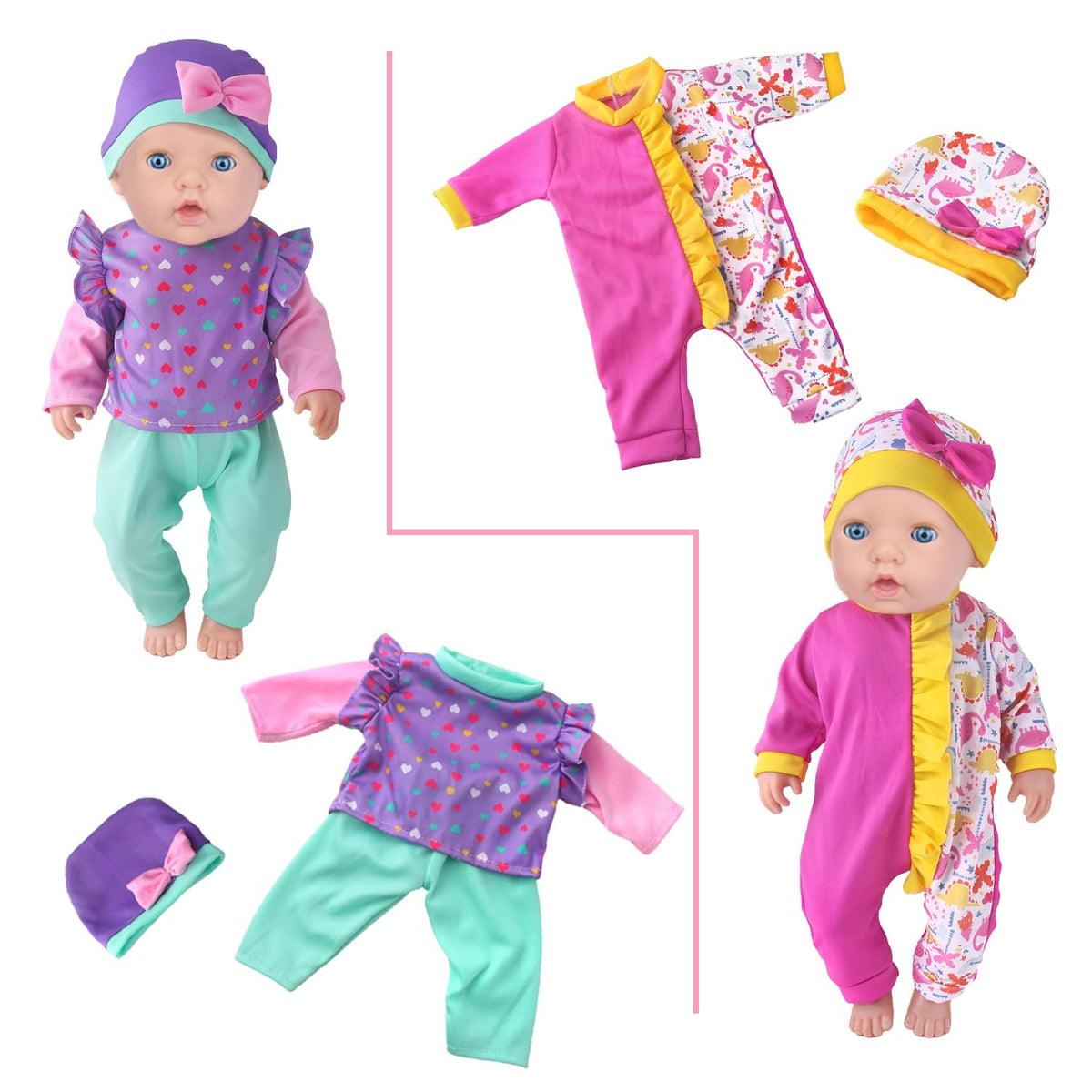 UNICORN ELEMENT 10 Sets Baby Doll Clothes for 14-18 Inch Dolls | 17 Inch & 43cm Size Outfits