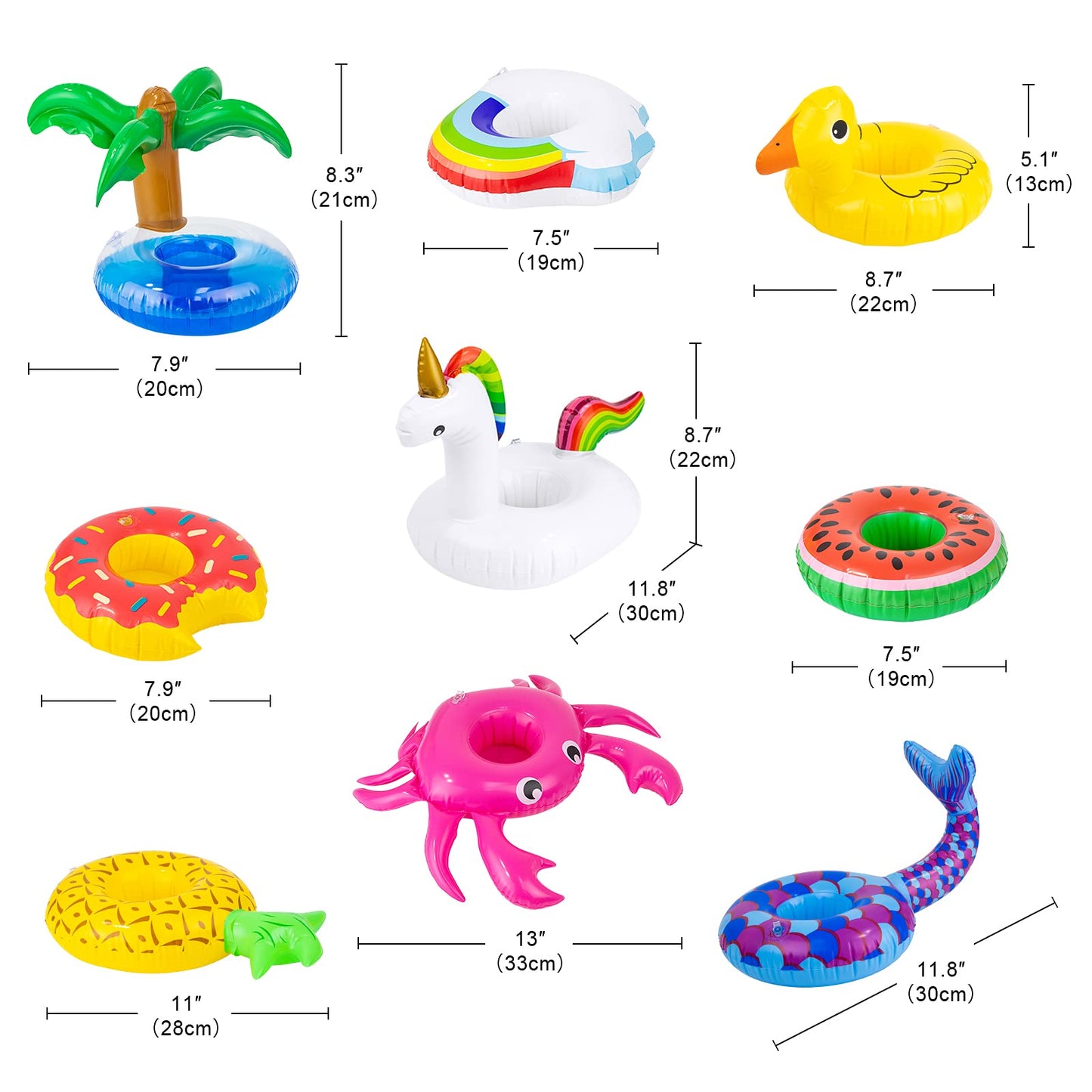 UNICORN ELEMENT 9 Pcs Doll Swim Accessories for 11.5-Inch Dolls – Pool Floaties & Drink Holder
