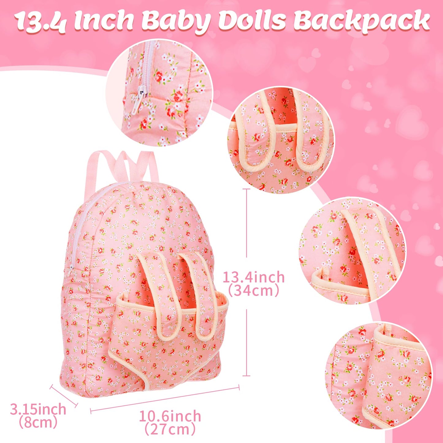 Unicorn Element Baby Doll Clothes with Backpack Carrier — 14-18 Inch Doll Accessories Set