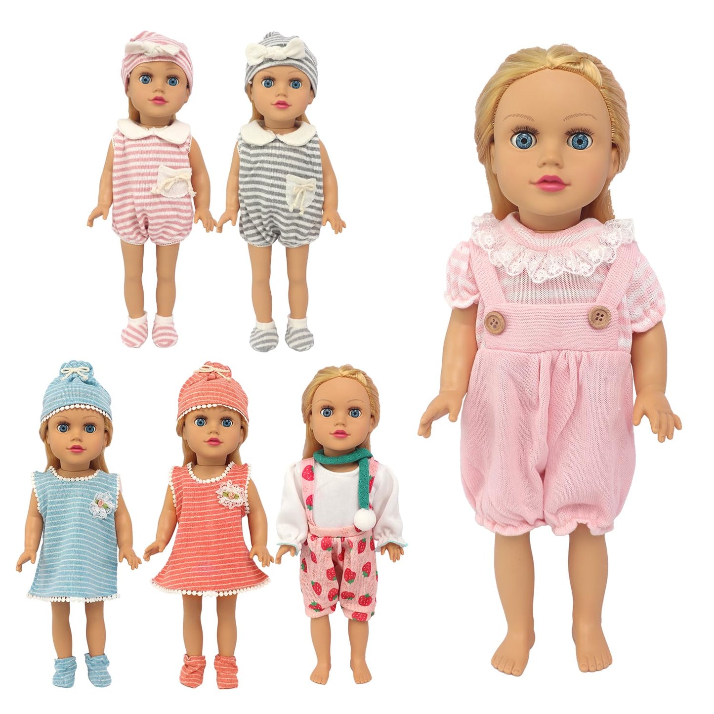 UNICORN ELEMENT 6 Sets 14-18 Inch Doll Clothes – 15-Piece Outfit Set for 18-Inch Dolls