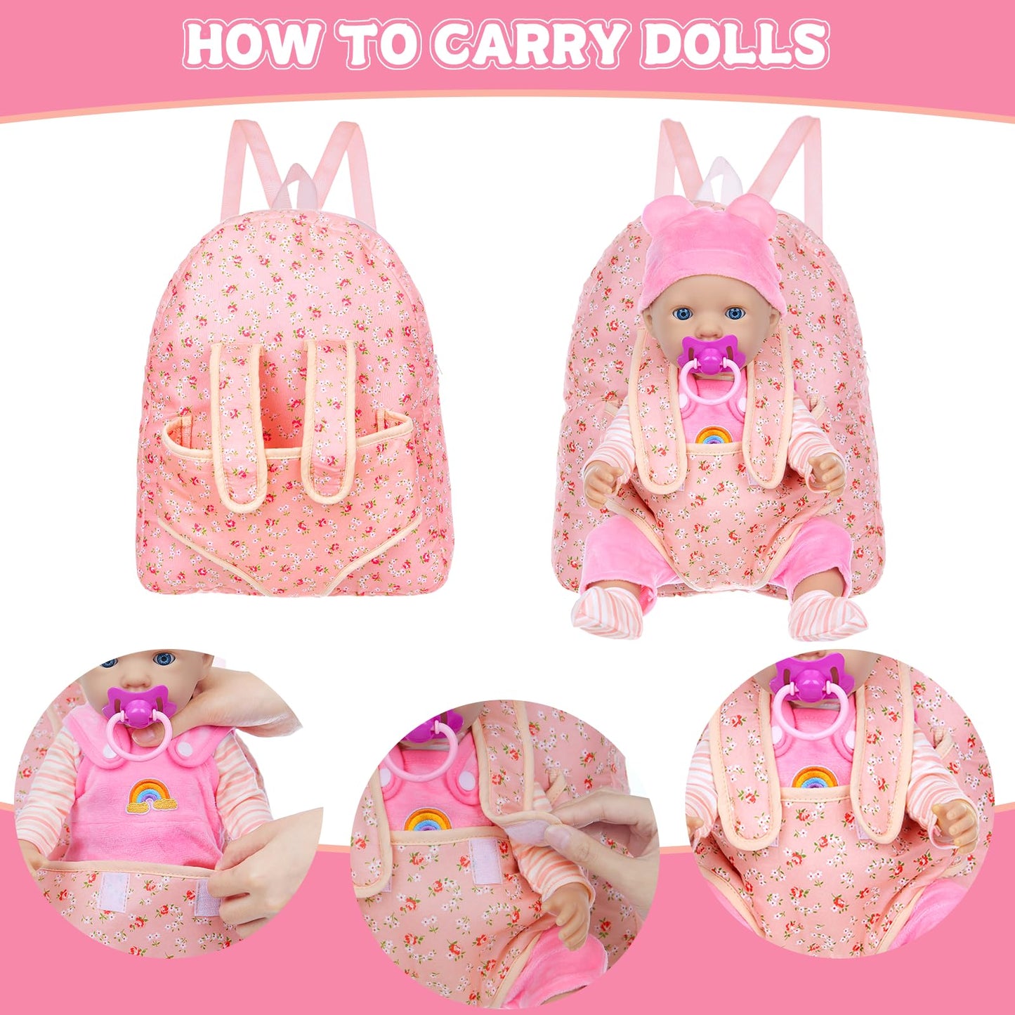 Unicorn Element Baby Doll Clothes with Backpack Carrier — 14-18 Inch Doll Accessories Set