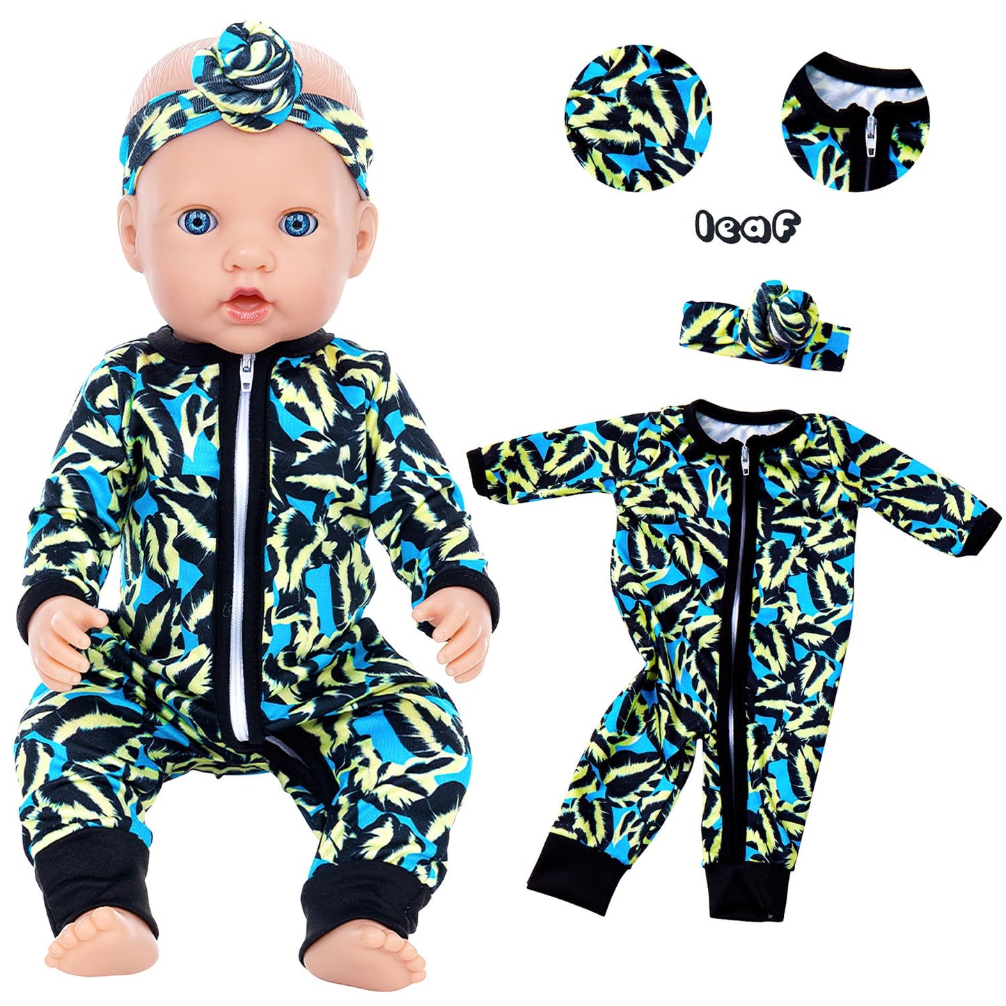 UNICORN ELEMENT 5 Sets Doll Clothes & Headbands for 14-18 Inch Dolls – 10-Piece Casual Outfit Set (Doll Not Included)