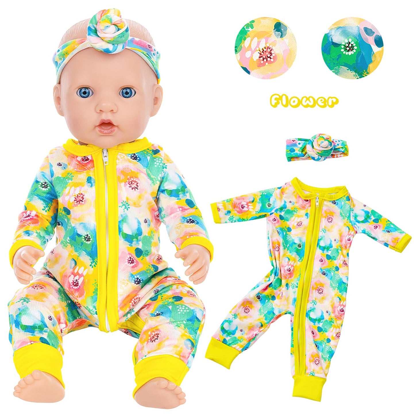 UNICORN ELEMENT 5 Sets Doll Clothes & Headbands for 14-18 Inch Dolls – 10-Piece Casual Outfit Set (Doll Not Included)