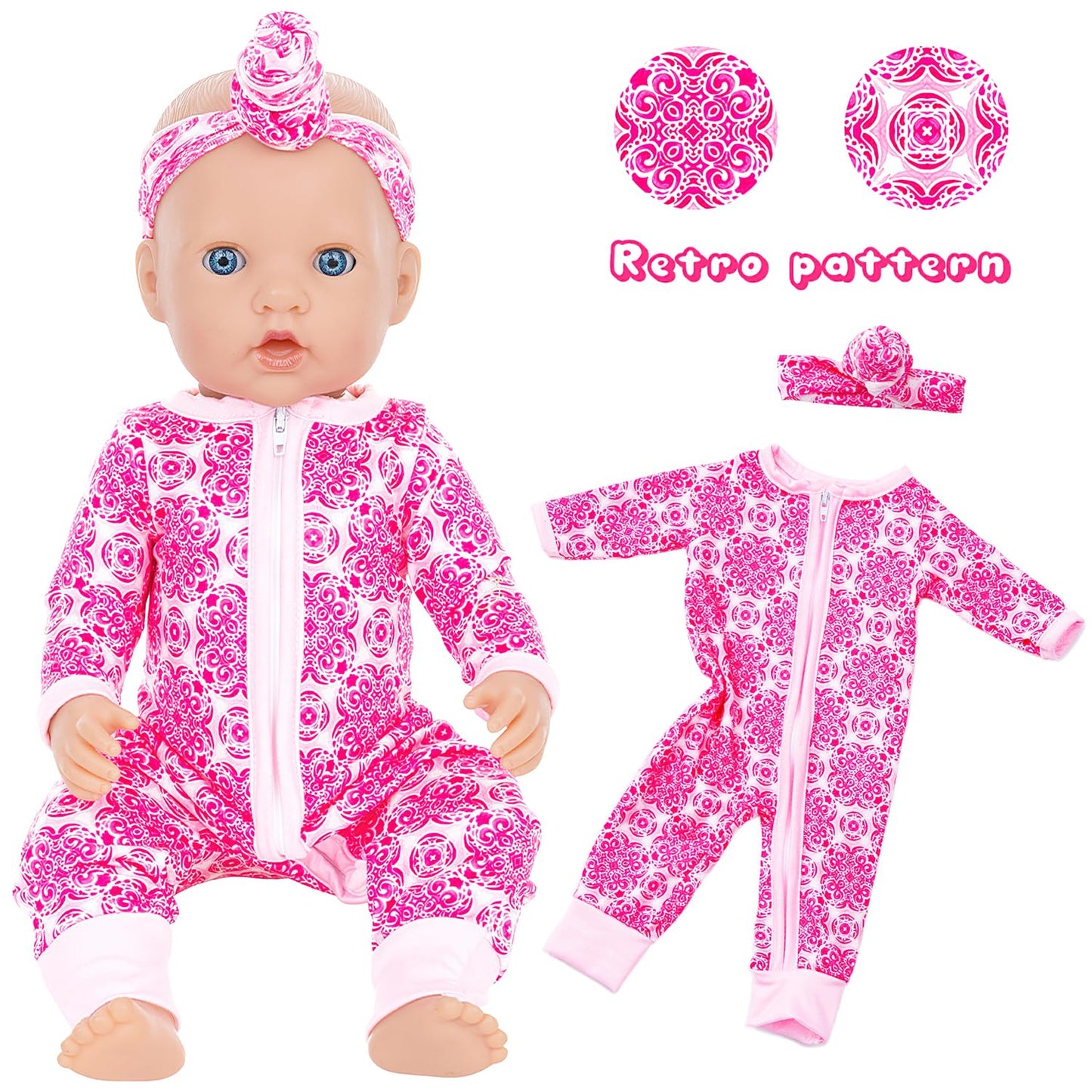 UNICORN ELEMENT 5 Sets Doll Clothes & Headbands for 14-18 Inch Dolls – 10-Piece Casual Outfit Set (Doll Not Included)