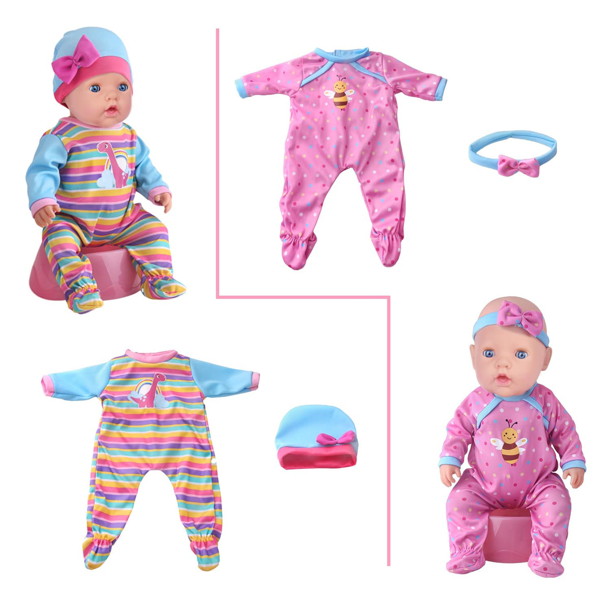 UNICORN ELEMENT 10 Sets Baby Doll Clothes for 14-18 Inch Dolls | 17 Inch & 43cm Size Outfits