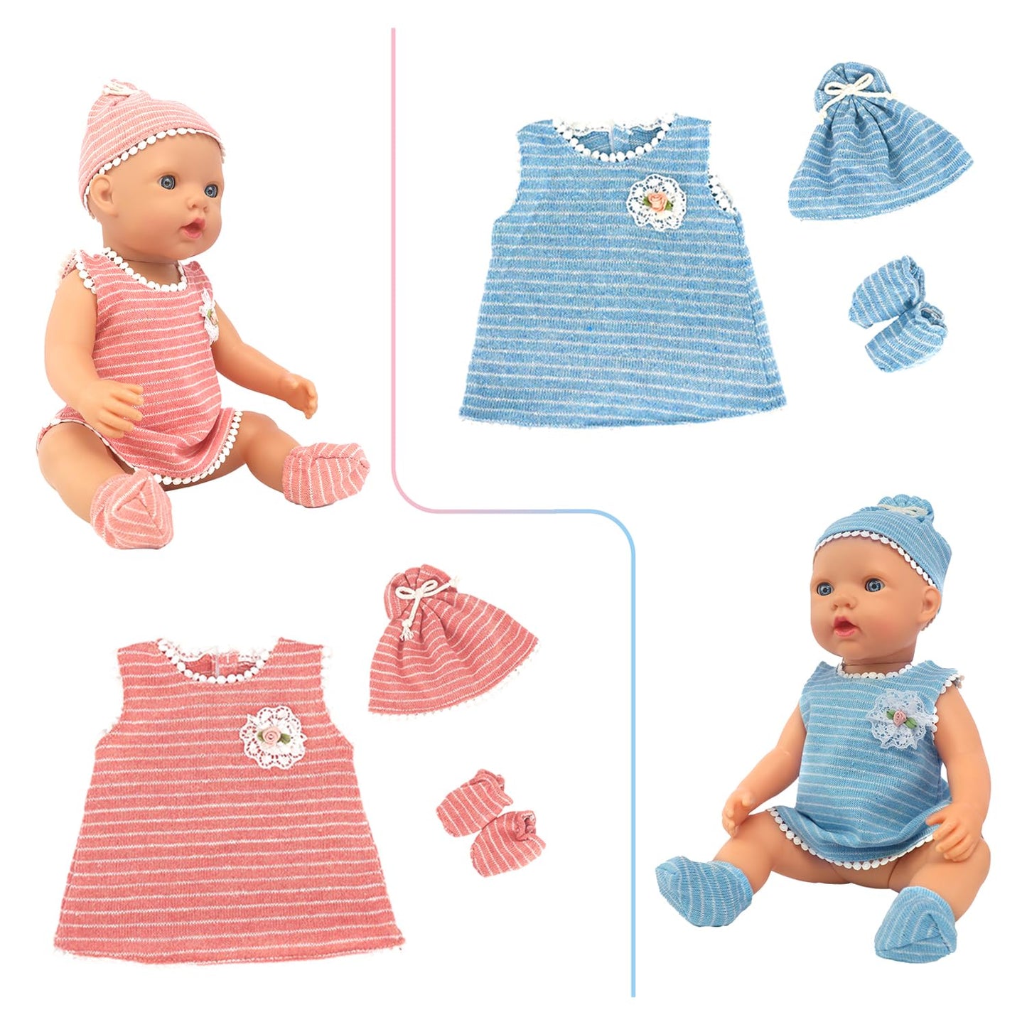 UNICORN ELEMENT 6 Sets 14-18 Inch Doll Clothes – 15-Piece Outfit Set for 18-Inch Dolls