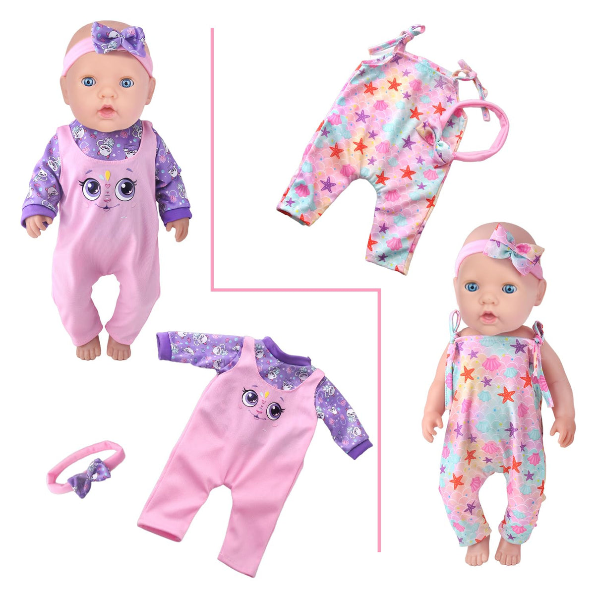UNICORN ELEMENT 10 Sets Baby Doll Clothes for 14-18 Inch Dolls | 17 Inch & 43cm Size Outfits
