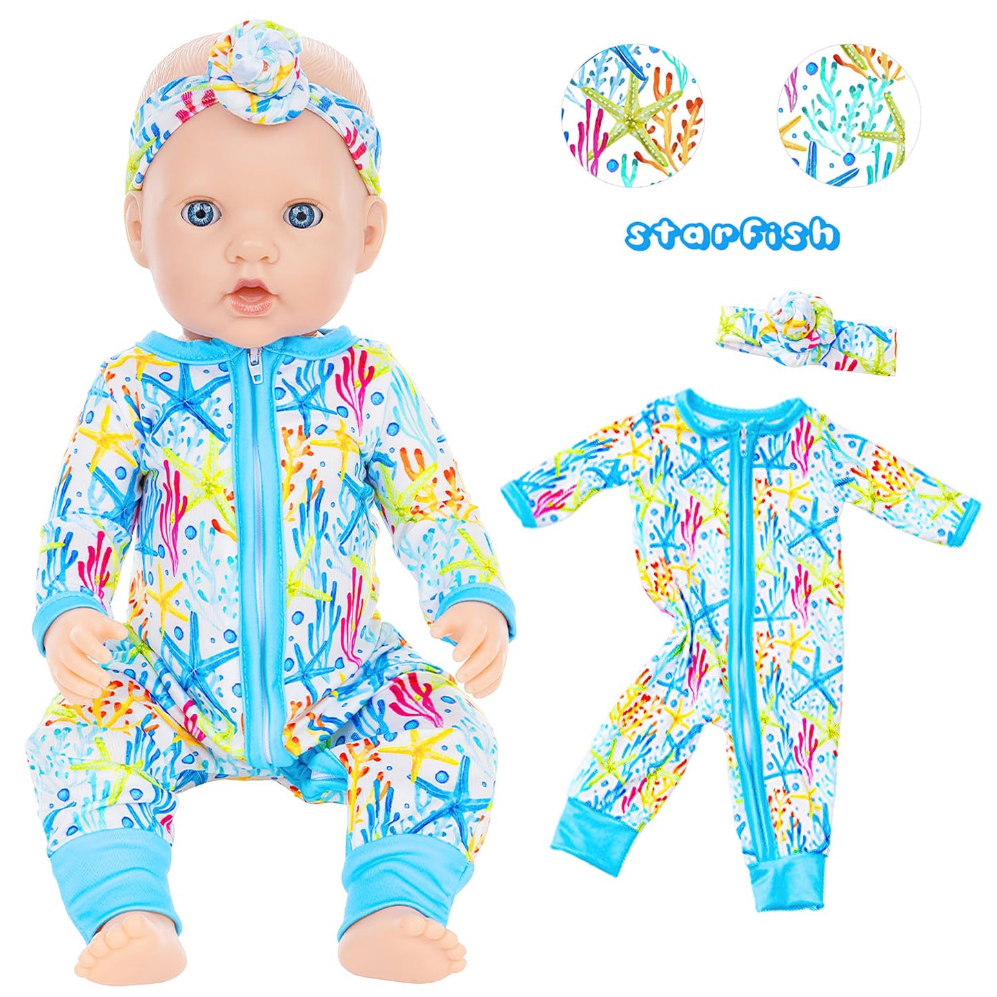 UNICORN ELEMENT 5 Sets Doll Clothes & Headbands for 14-18 Inch Dolls – 10-Piece Casual Outfit Set (Doll Not Included)