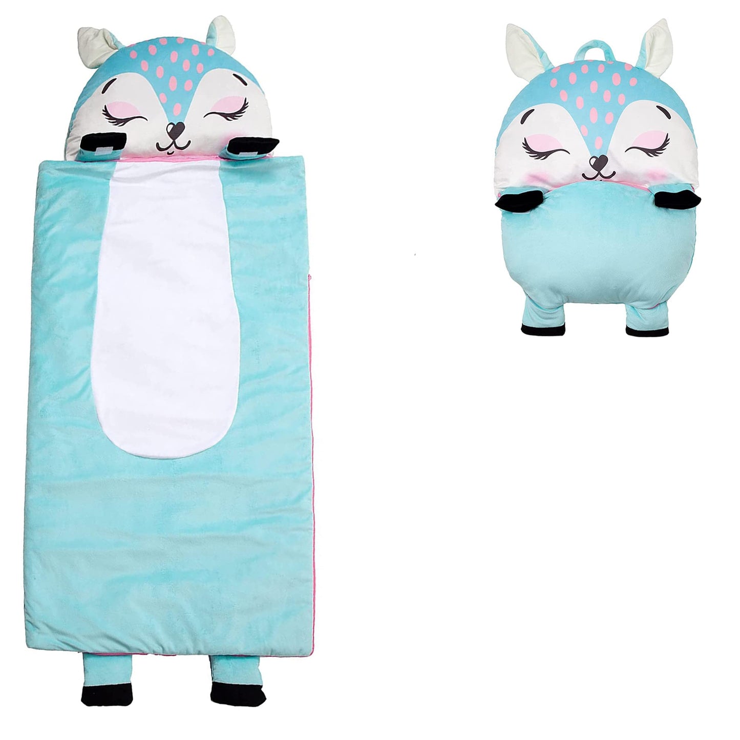 Unicorns & Robots Deer Nap Mat for Girls – Preschool Nap Mat with Pillow, 59x27in, Ages 3+