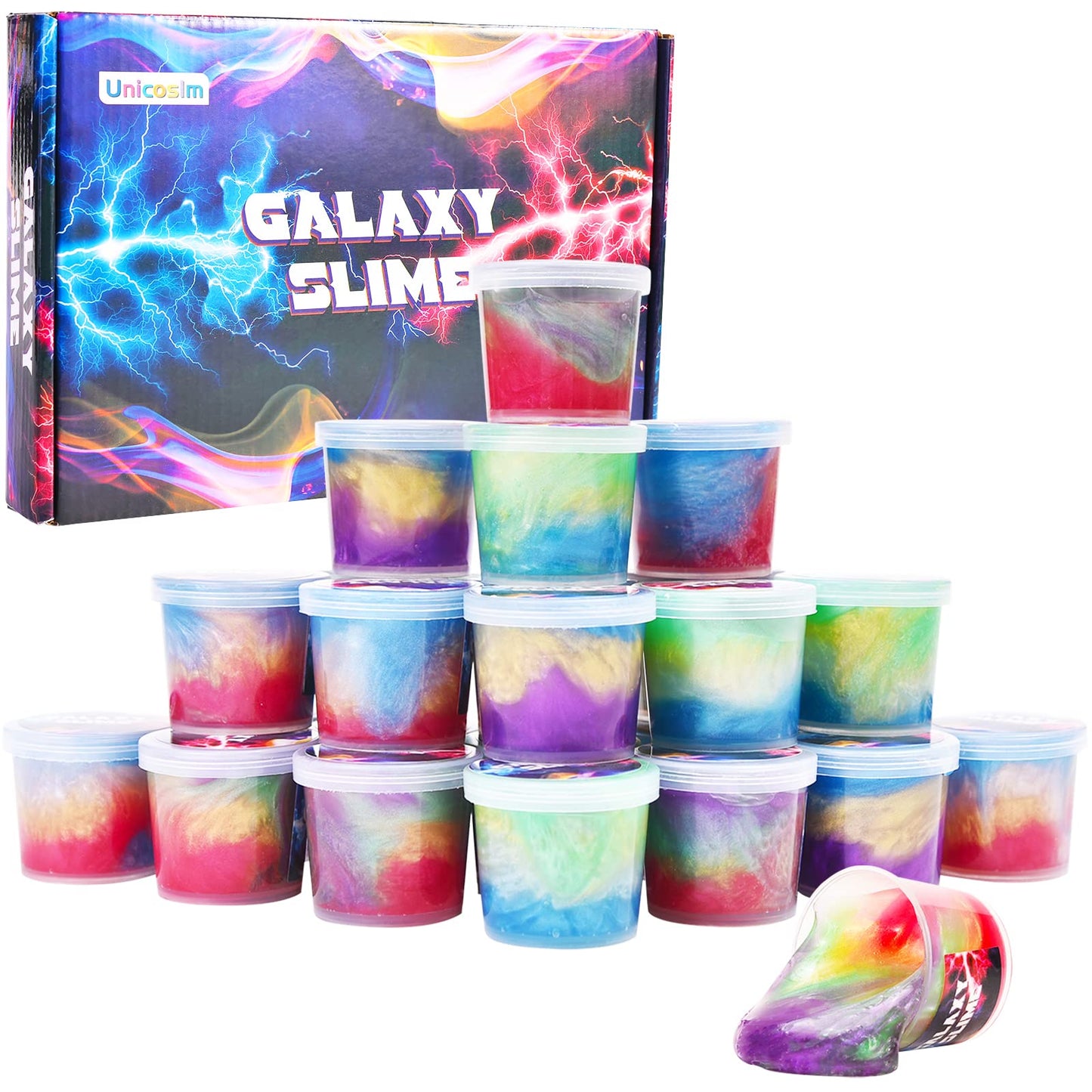 Unicoslm Galaxy Slime Bulk 24-Pack – Crystal Slime for Party Favors