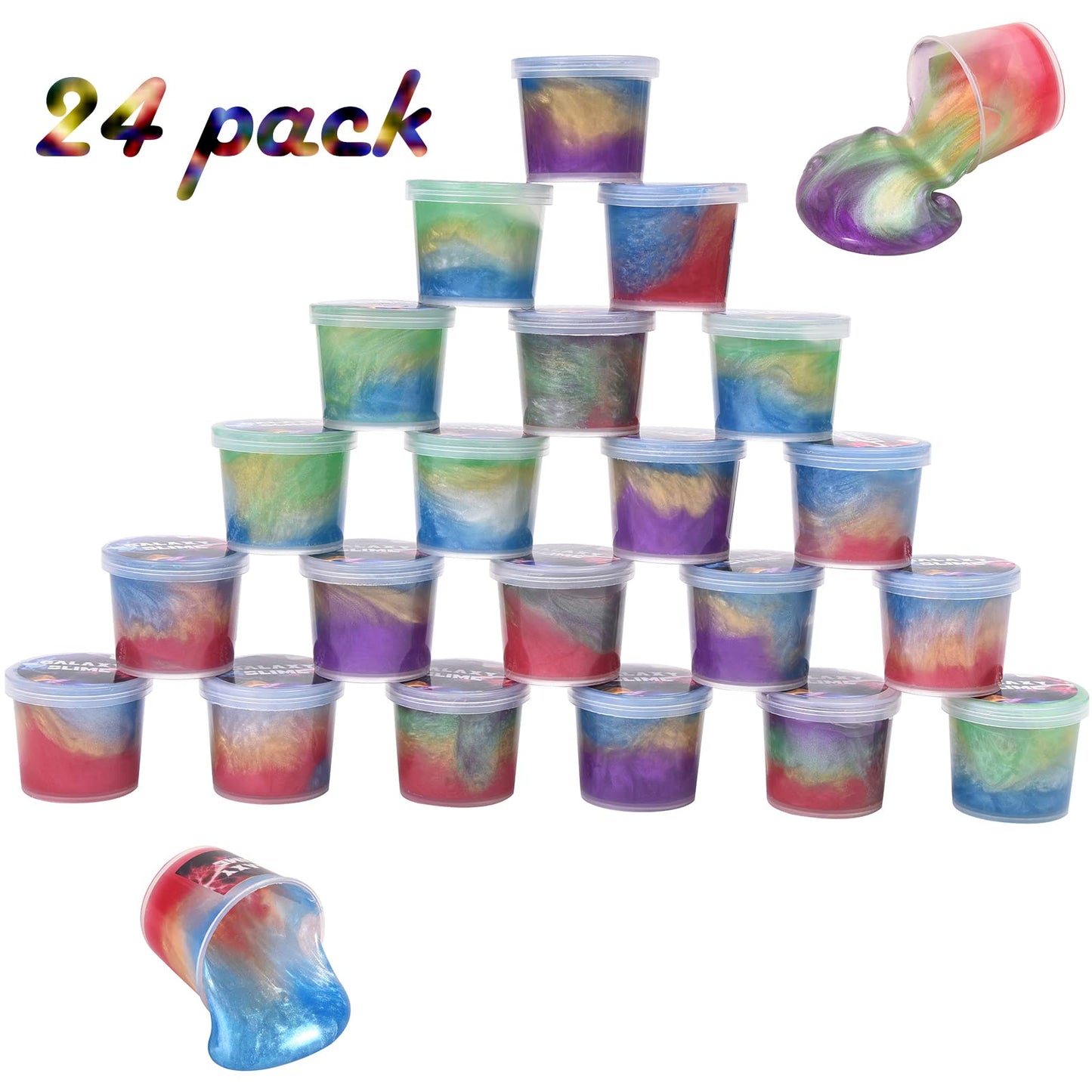 Unicoslm Galaxy Slime Bulk 24-Pack – Crystal Slime for Party Favors