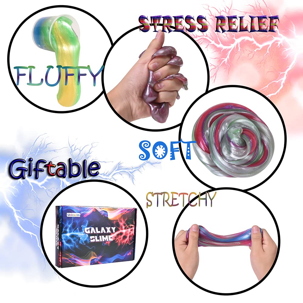Unicoslm Galaxy Slime Bulk 24-Pack – Crystal Slime for Party Favors