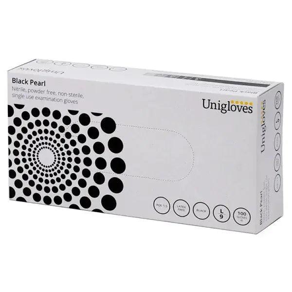 Unigloves 100 Black Pearl Nitrile Powder Free Gloves Large