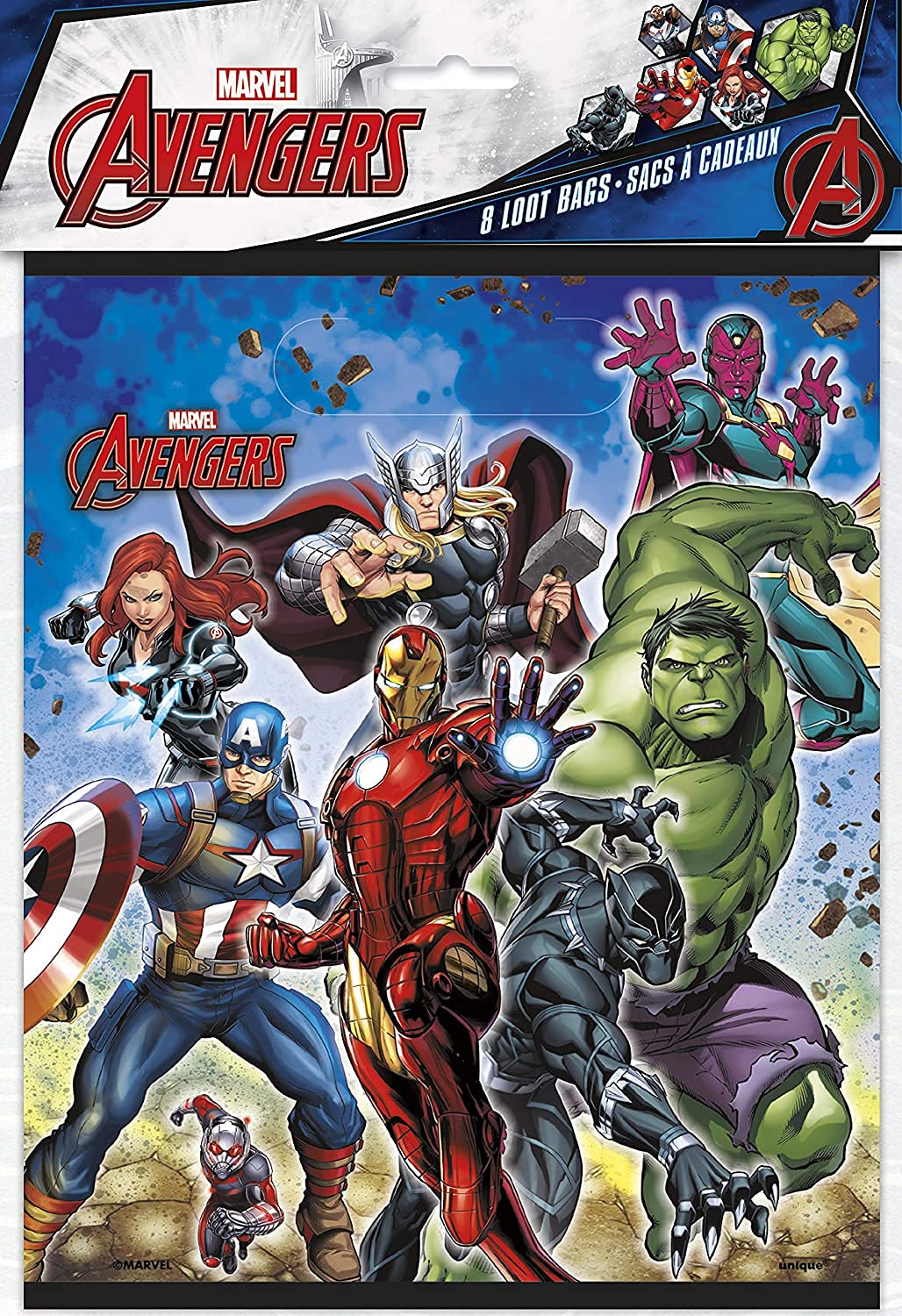 Unique Avengers Birthday Party Supplies Favor Bundle – 8 Loot Bags, 8 Bracelets, 8 Pencils, 12 Tattoos, 24 Stickers