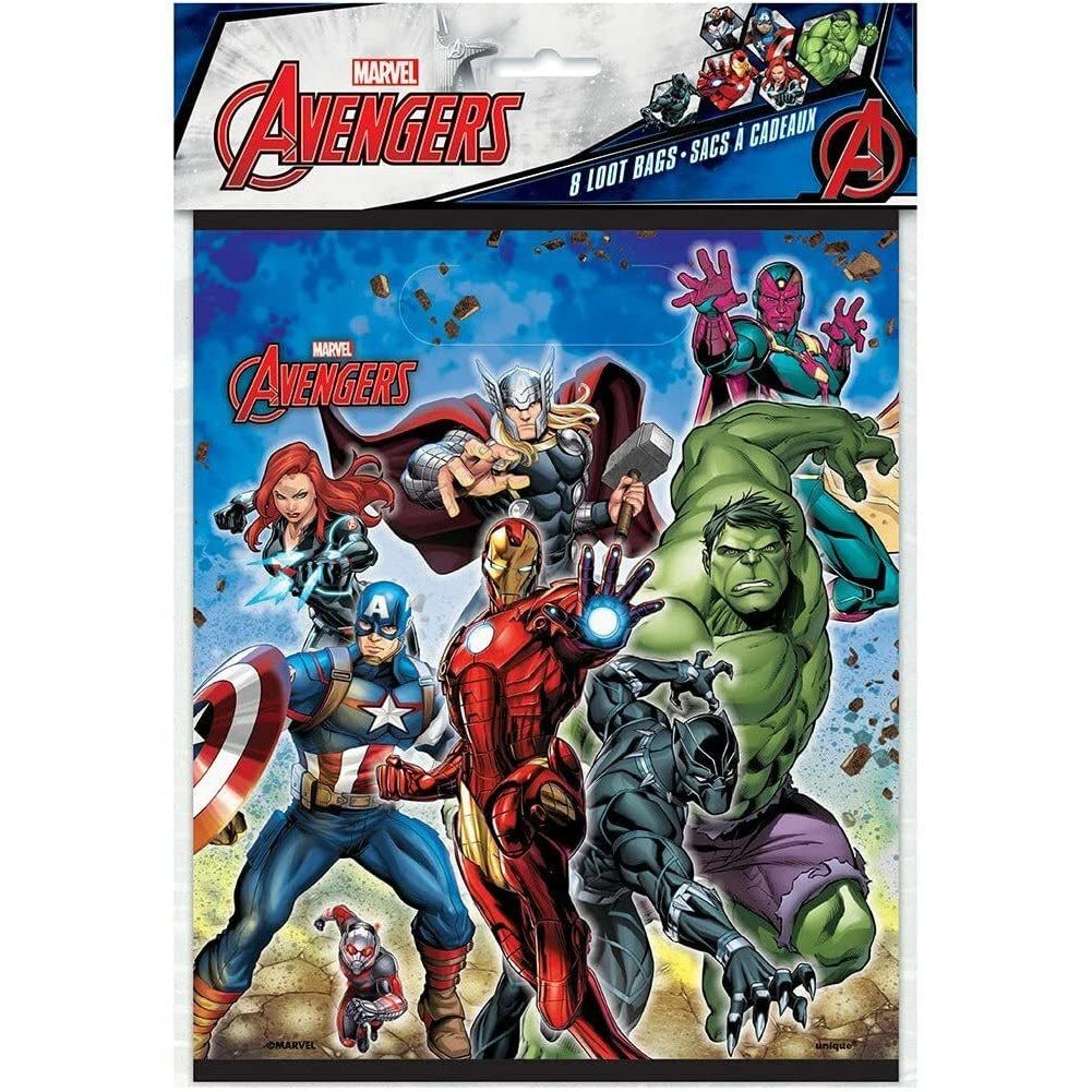 Unique Avengers Party Loot Bags – 9 x 7 Inches, 8 Pack | Avengers Party Supplies