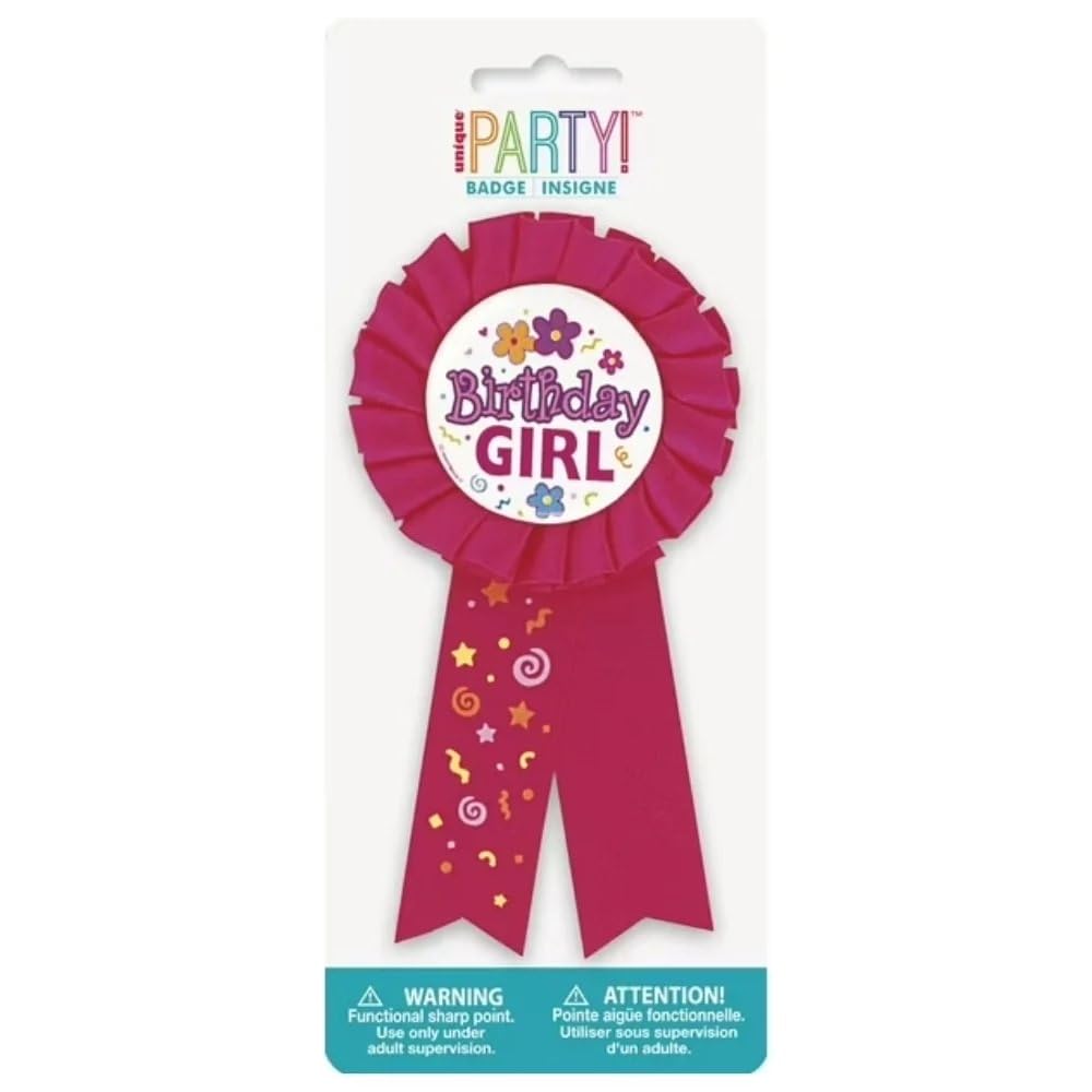 Unique Birthday Girl Red Fabric Award Badge 7 inch — Perfect Celebration Accessory