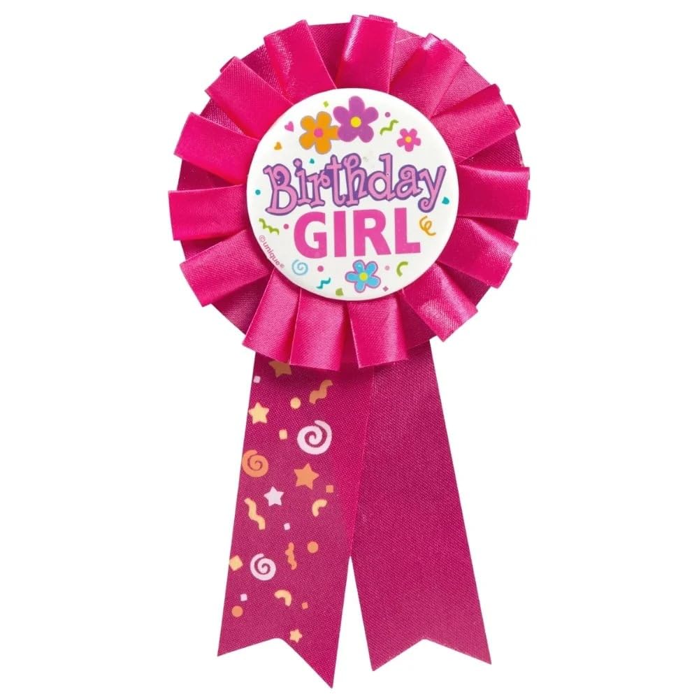 Unique Birthday Girl Red Fabric Award Badge 7 inch — Perfect Celebration Accessory