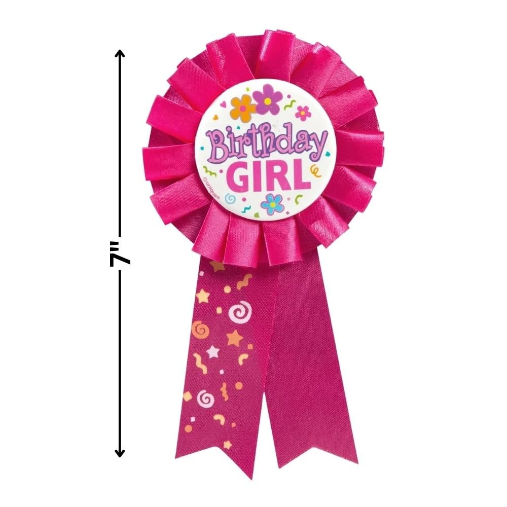 Unique Birthday Girl Red Fabric Award Badge 7 inch — Perfect Celebration Accessory