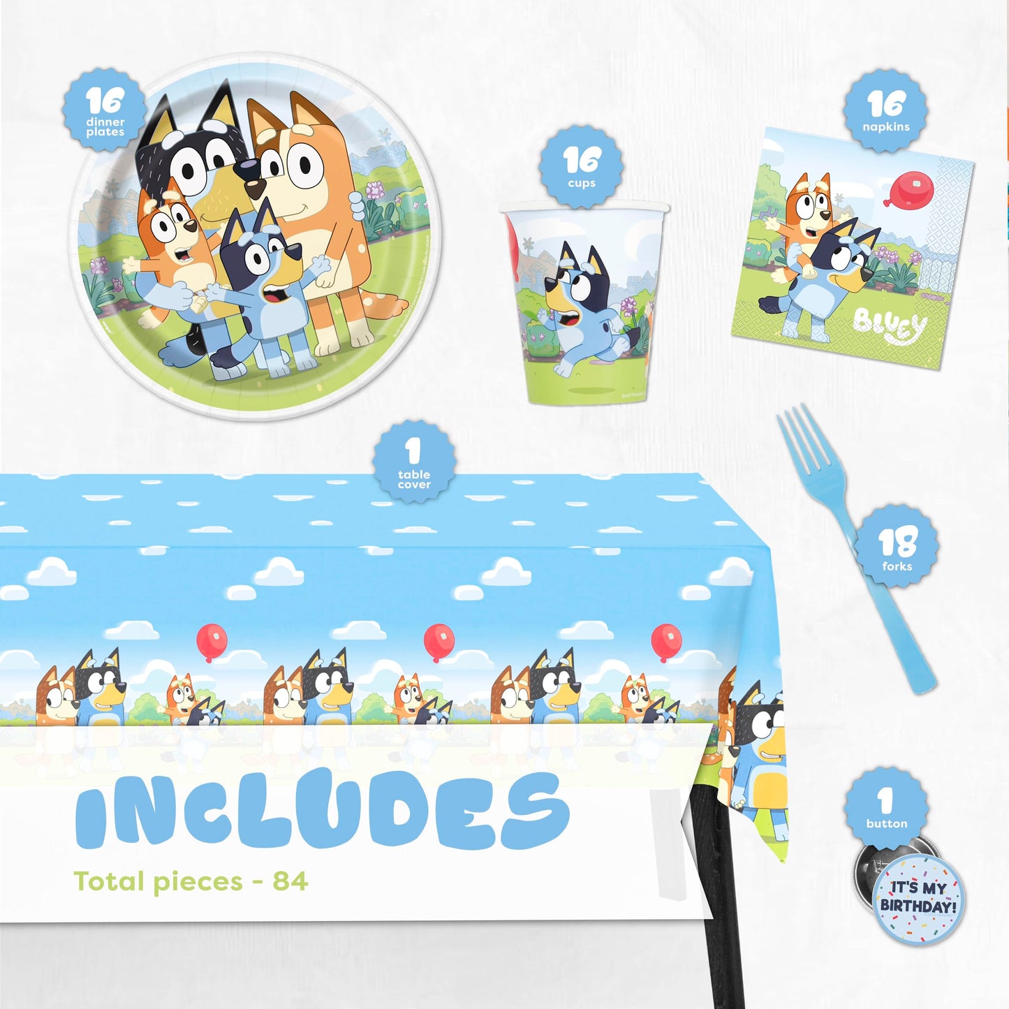 Unique Bluey Birthday Decorations – Officially Licensed Party Pack for 16