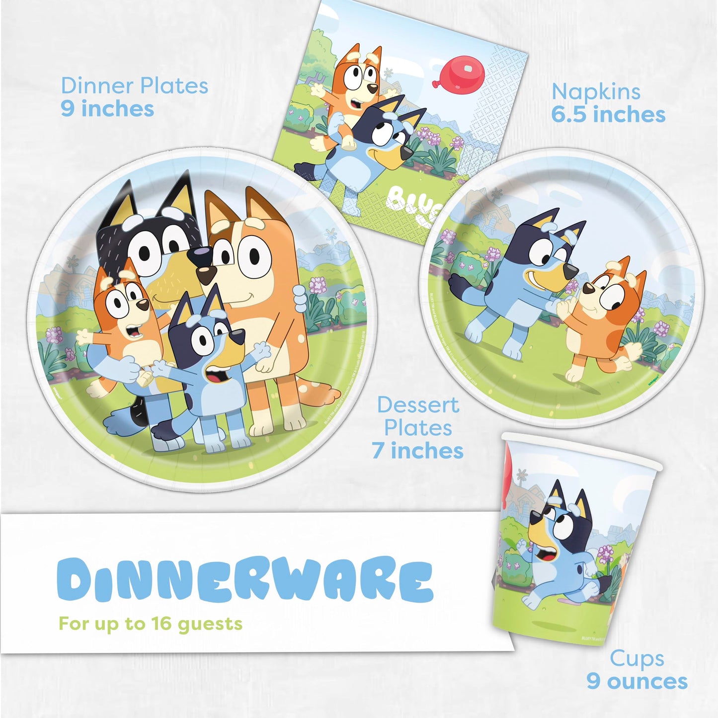 Unique Bluey Birthday Party Supplies & Decorations – Table Cover & Dinnerware
