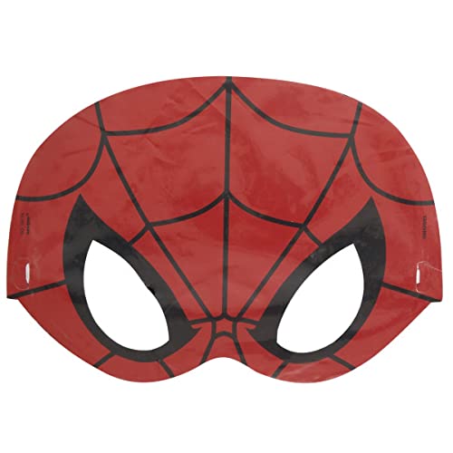 Unique Spiderman Party Supplies Bundle Pack – 16 Paper Masks + 1 Dinosaur Sticker Sheet